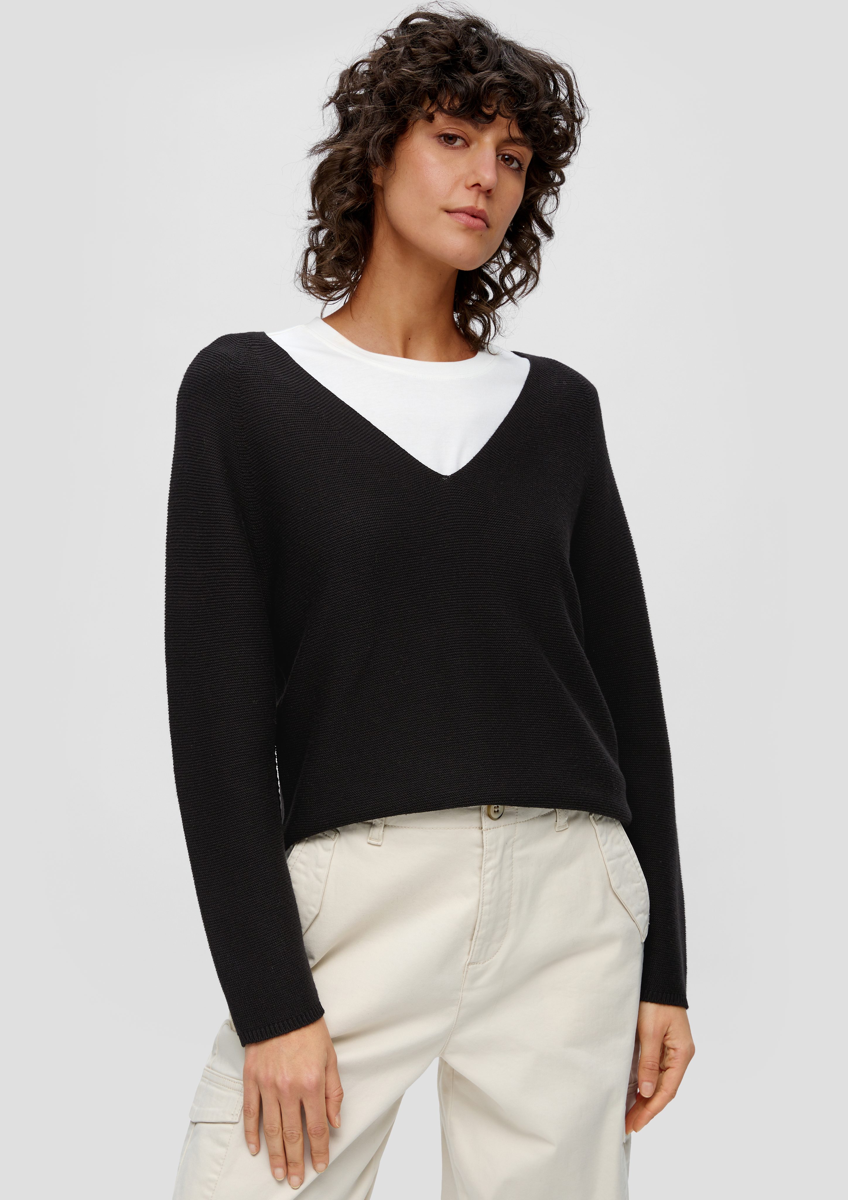 Strickpullover Pullover mit V-Ausschnitt