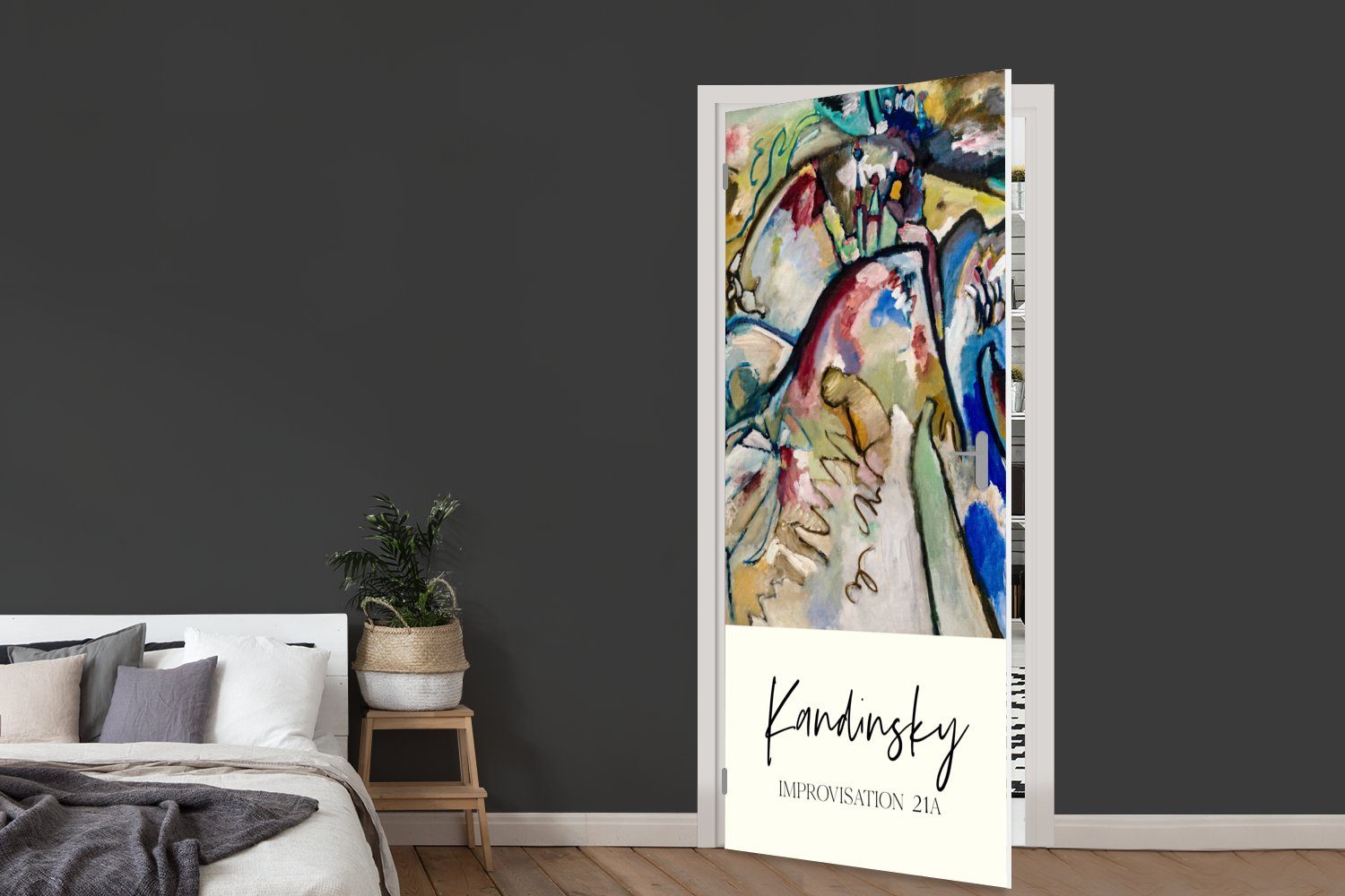 Türtapete Kandinsky Matt, cm (1 Alte Fototapete - für bedruckt, St), Tür, 75x205 Improvisation Meister, - MuchoWow Türaufkleber, 21A