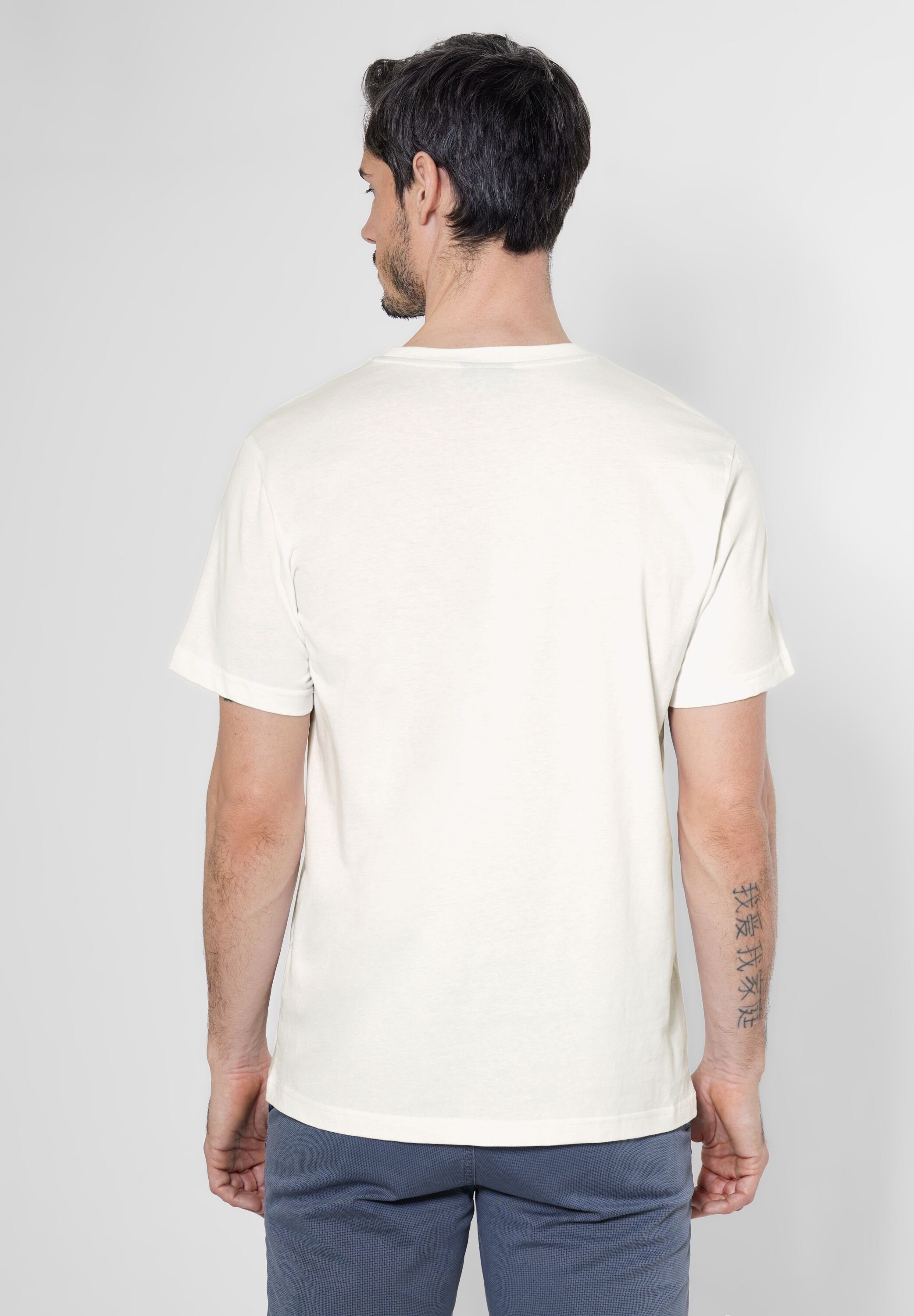 ONE white MEN T-Shirt STREET mit broken Rundhalsausschnitt