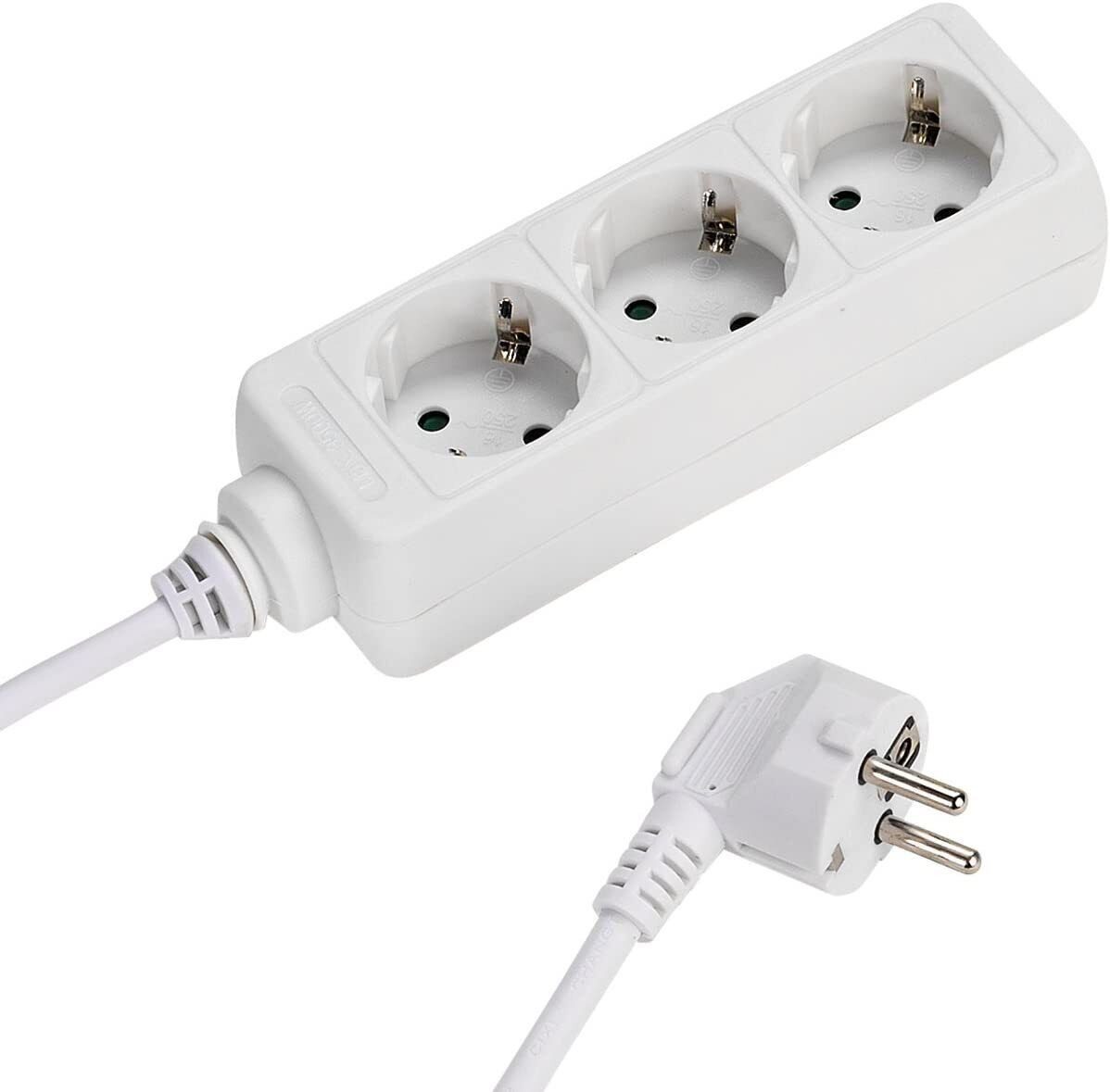 Vivanco 3 fach Розеткиleiste Mehrfachstecker Schukostecker 1.4m 3680W Mehrfachsteckdose 3-fach, Winkelsteckdosen, GS-geprüft, Berührungsschutz, Kindersicherung