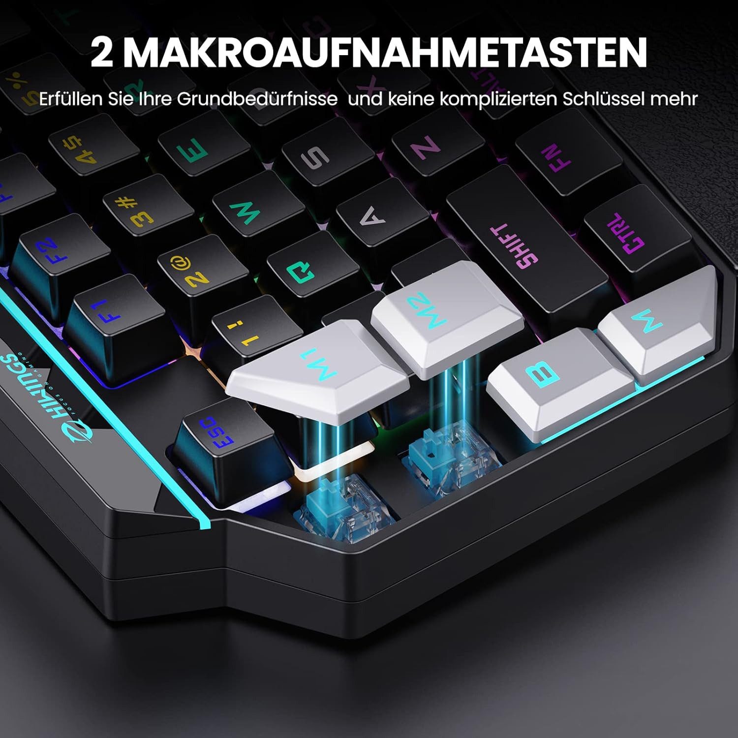 Hiwings Einhand-Gaming-Tastatur mechanische mit RGB Rainbow Beleuchtung Gaming-Tastatur