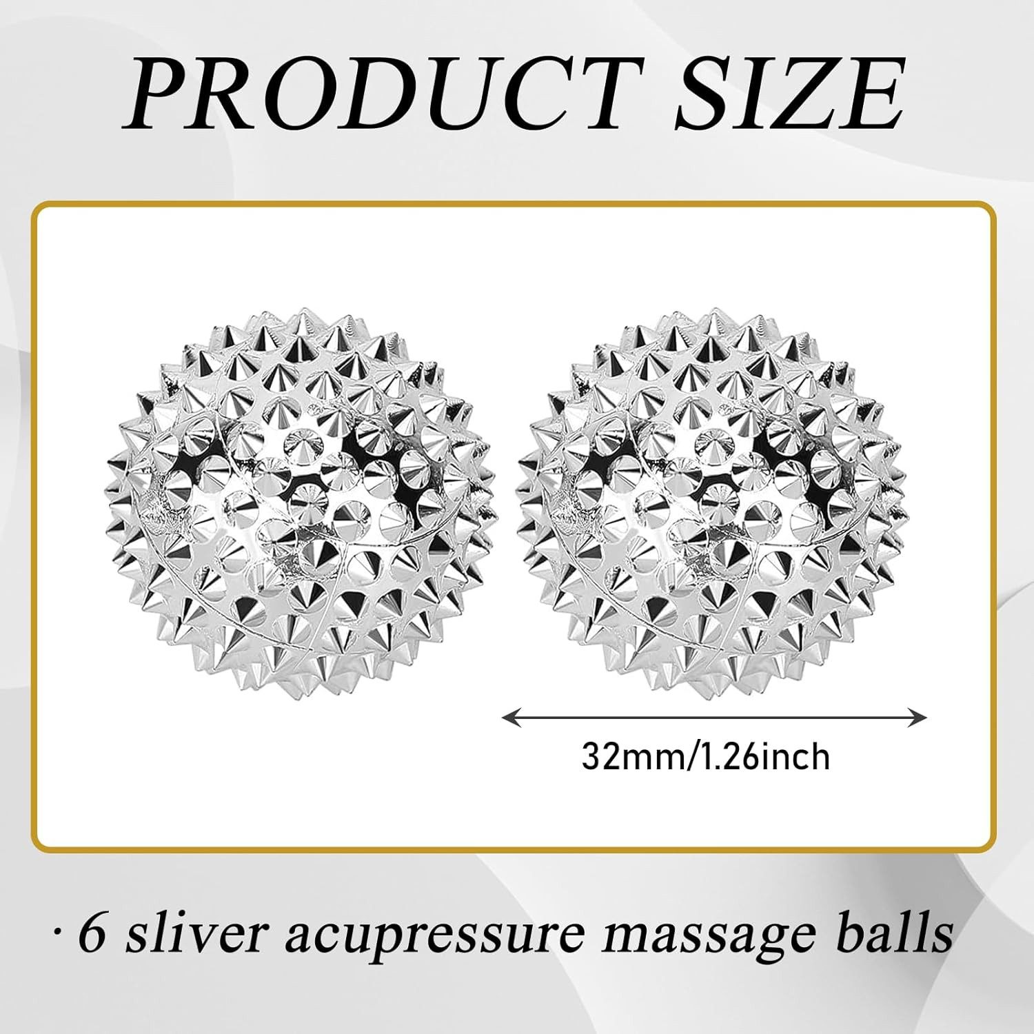 FELIXLEO Massageball 6 Stück Akupressur Massagebälle Igelball Metall 32mm ABS, 1-tlg. – Bild 2 von 5