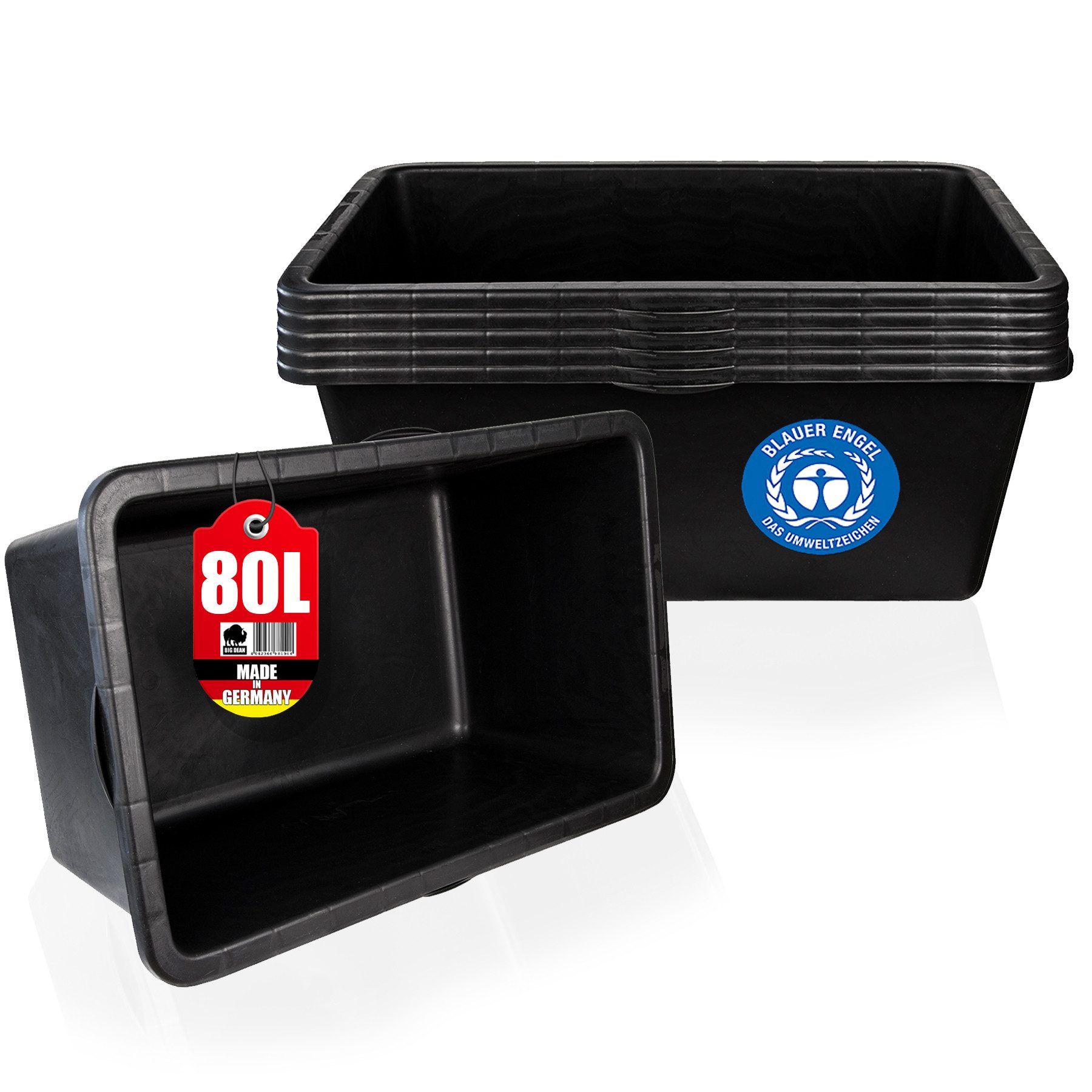 BigDean Mörtelkasten 5x Mörtelwanne 80 L Eckig Miniteich Baueimer Made in Germany, (Set, 5-tlg., Mörtelwanne), Vielseitig, Speiswanne, Mörtelwanne, Zementwanne, Mini Teich.