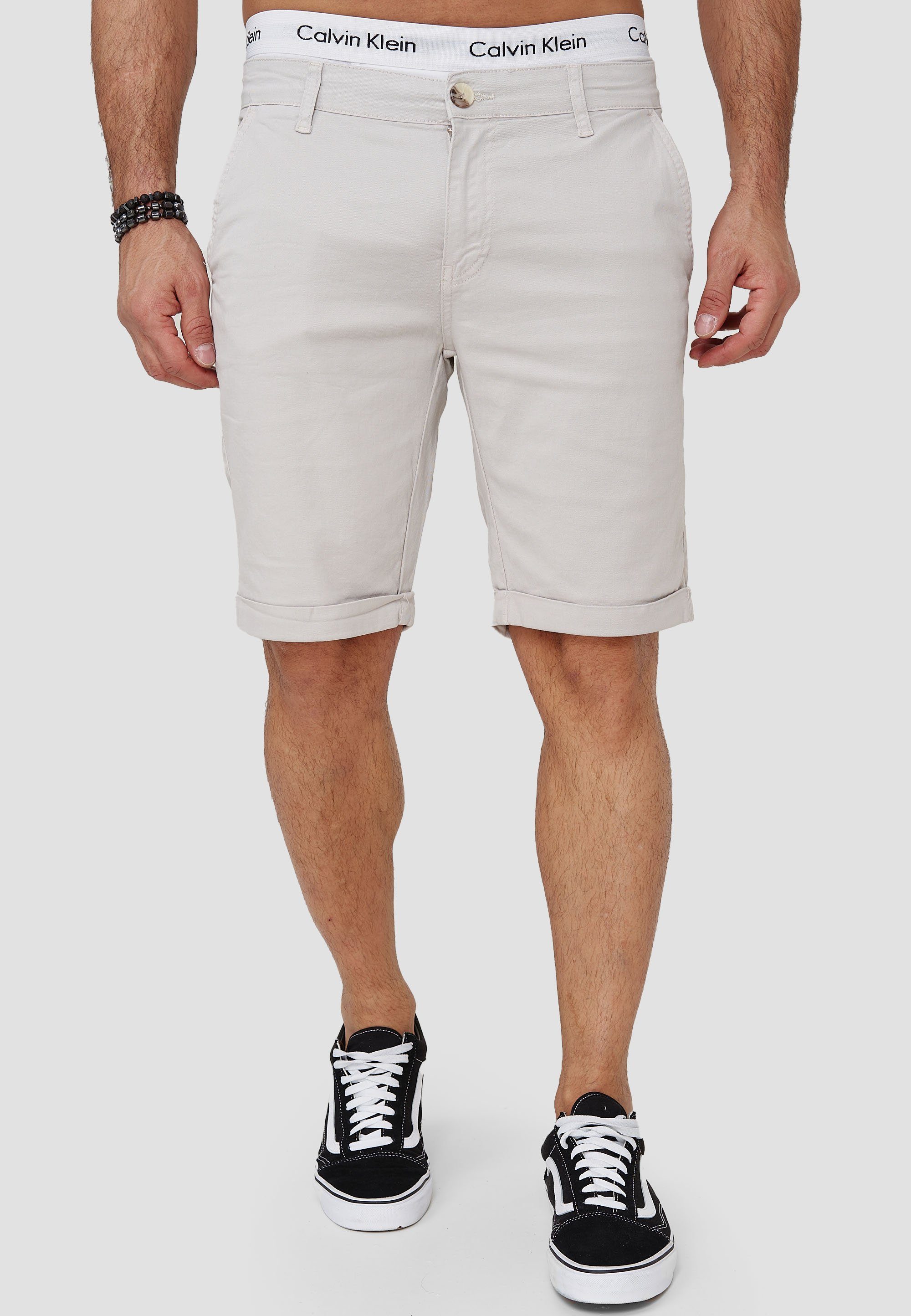 OneRedox Shorts SH-3364 (Kurze Hose Bermudas Sweatpants, 1-tlg., im modischem Design) Fitness Freizeit Casual Altweiß