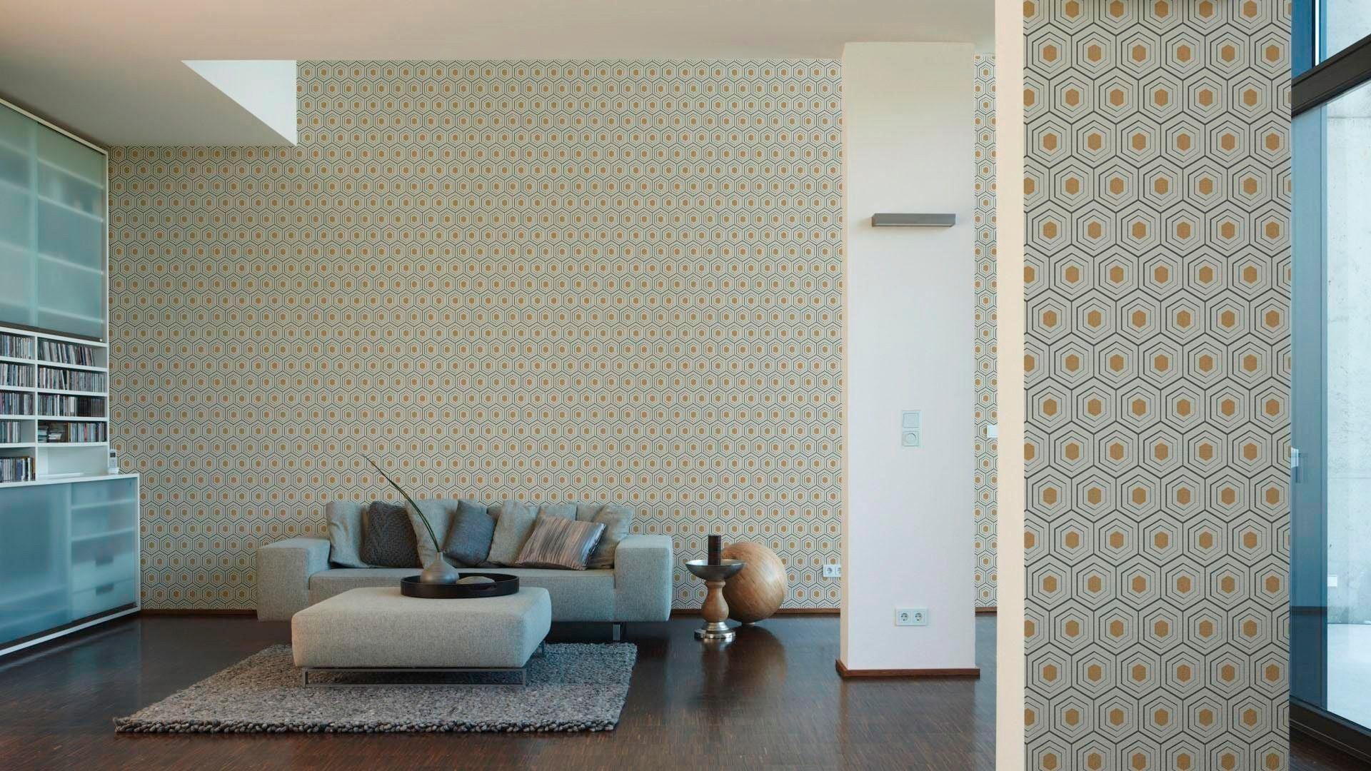 geometrisch, grafisch, Grafische Art Seasons, living beige/schwarz A.S. Création Tapete walls Four Deco Vliestapete