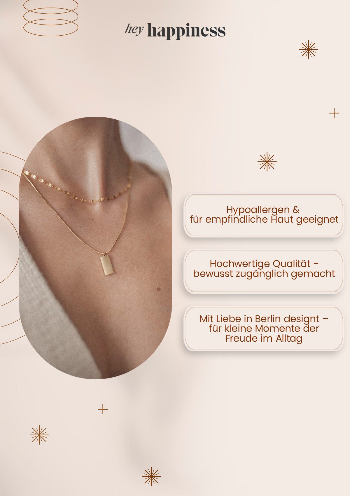 Hey Happiness Choker Rolo Kette Damen, Kurze Edelstahl Halskette ohne Anhänger, wasserfest