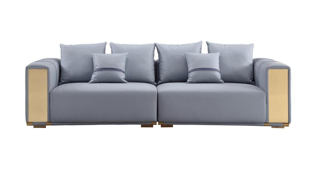 JVmoebel 4-Sitzer Luxus Sofa 4 Sitzer Polstersofa Blau Textil Sitz Design Couch Modern, 1 Teile, Made in Europa