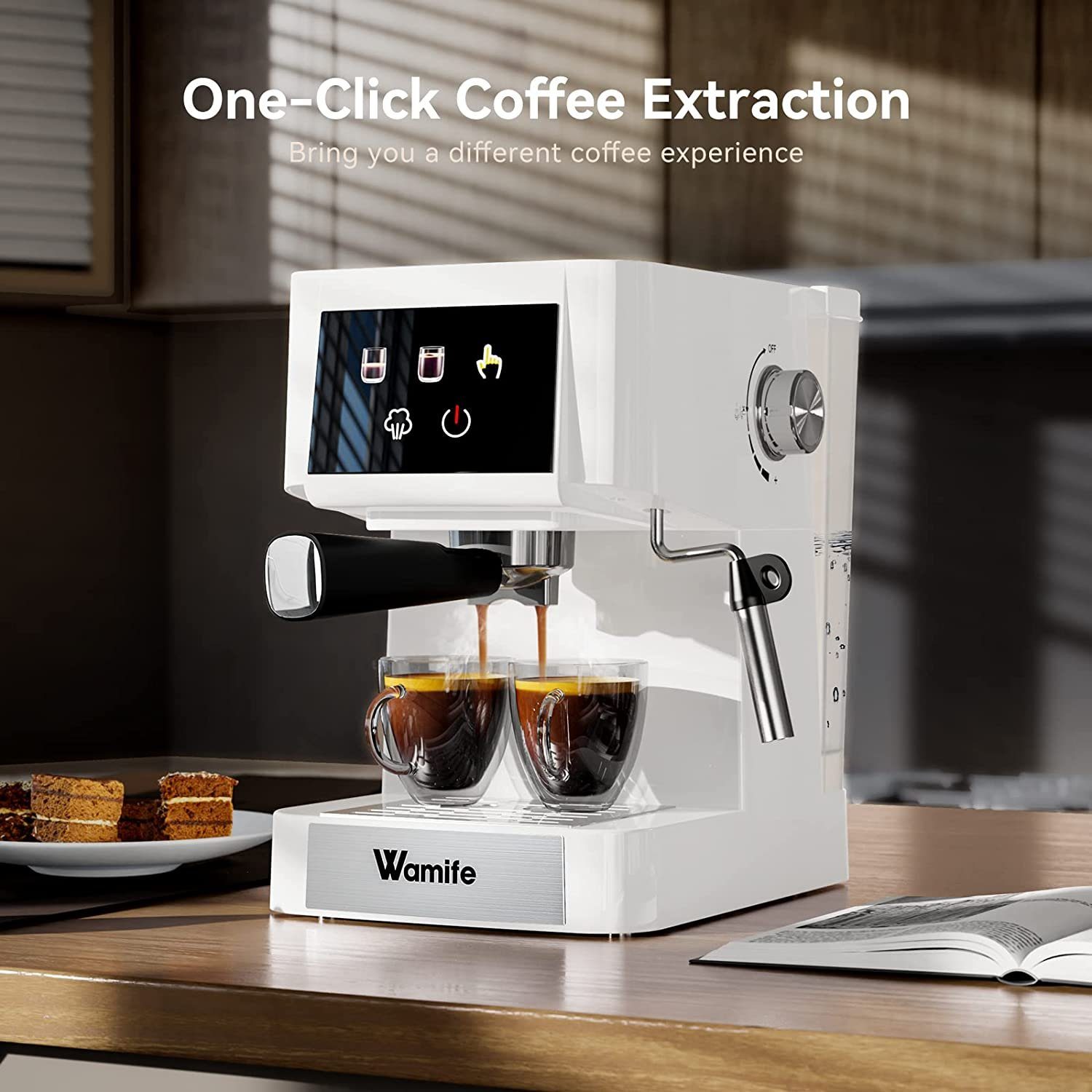 1.5L, Kaffeemaschine Daskoo Espressomaschine Milchschäumer Bar Siebträgermaschine, Duale Filterkaffeemaschine Temperaturkontrolle mit 15