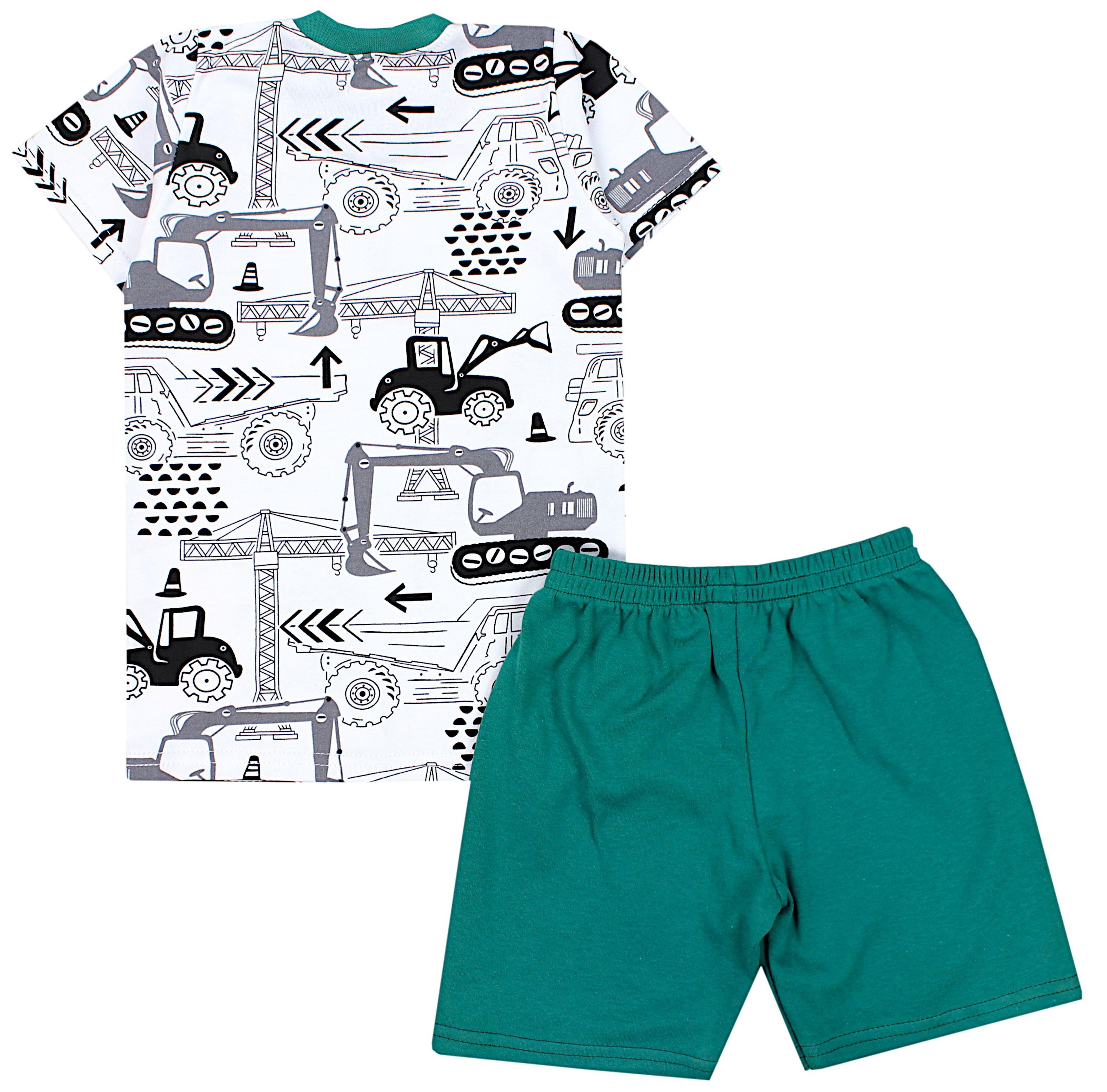 Jungen Grün TupTam Bagger 2-teilig Pyjama Kurzarm Sommer / Schlafanzug Set Schlafanzug Kinder