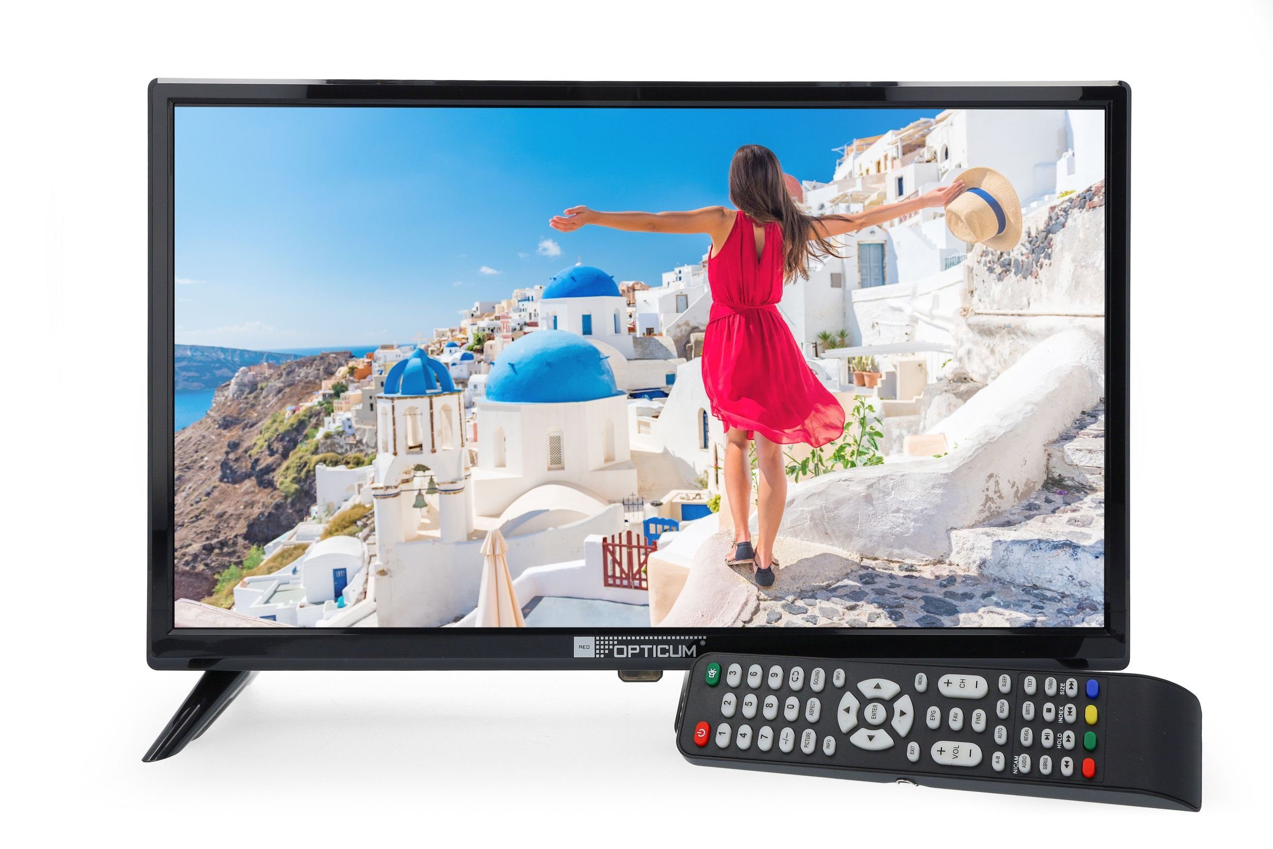 RED OPTICUM LE19T30921 LCD-LED Fernseher (19 Zoll, inkl. KFZ Adapter und DVB-T Antenne - Camping Fernseher 12V)