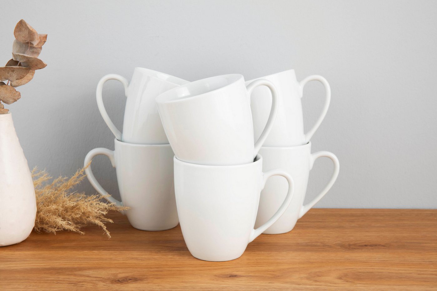 OTTO home Becher Alff, 6-tlg., Porzellan, Kaffeebecher, Geschirr-Set, harmonische, trendige Coupeform, 6-teilig