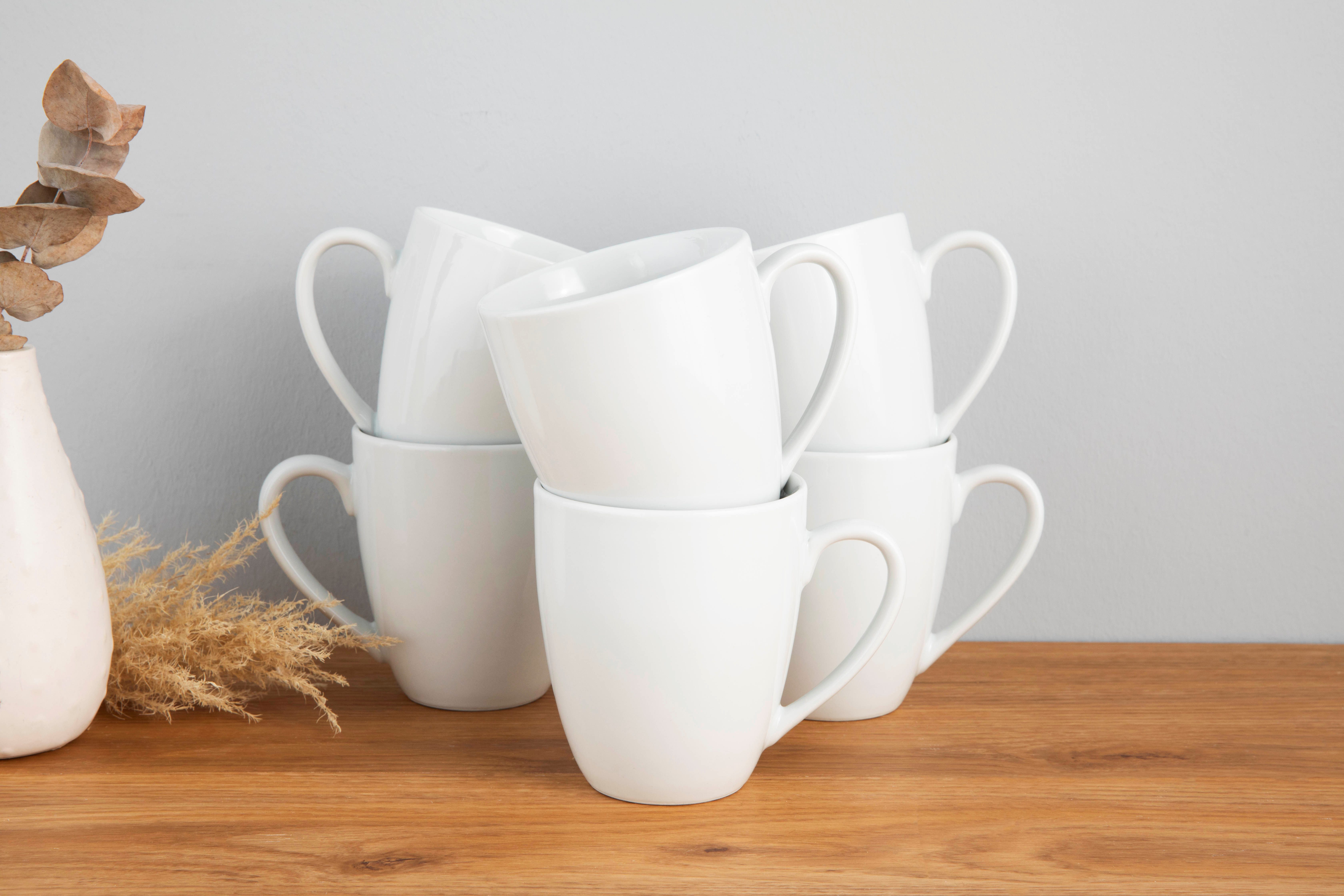 my home Becher Angi, 6-tlg., Porzellan, Kaffeebecher, Geschirr-Set, harmonische, trendige Coupeform, 6-teilig