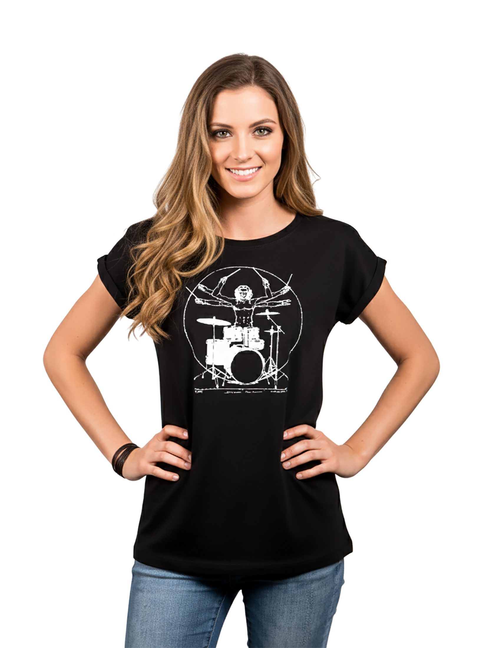MAKAYA Print-Shirt Musik Damen Top Vintage Schlagzeug Drummer Motiv Damenshirt Bandshirt große Größen