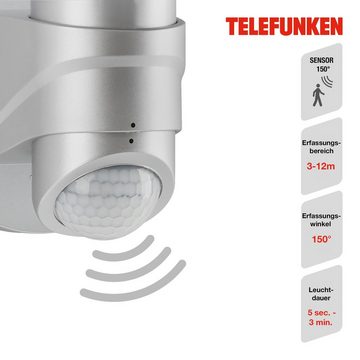 Telefunken LED Außen-Wandleuchte 304304TF, LED fest verbaut, Neutralweiß, Außenleuchte Sensor IP44 4000K 1600lm 16W 24x18x17,5cm