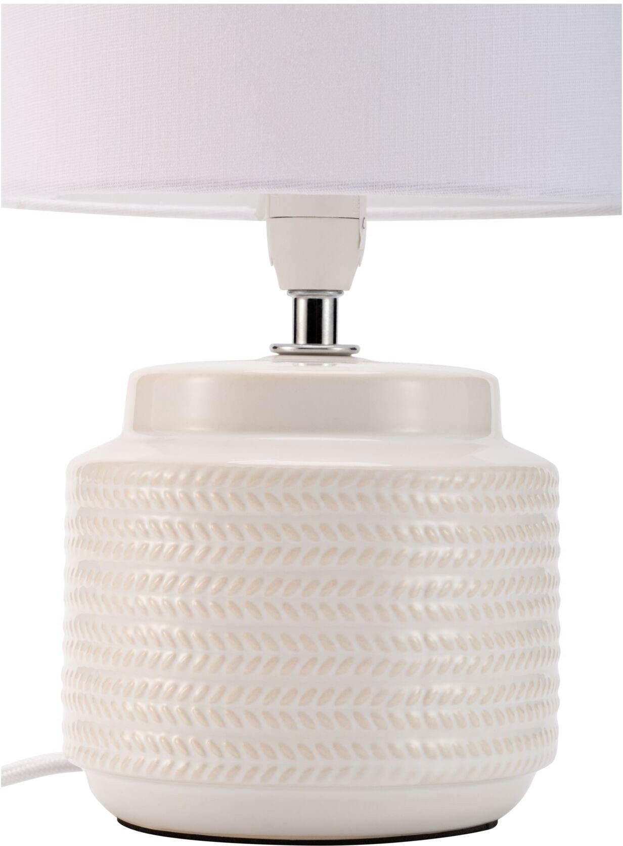 Pauleen Tischleuchte Bright Soul, Ein-/Ausschalter, ohne Leuchtmittel, E14, max. 20W E14, Creme/Beige, 230V, Stoff/Keramik – Bild 4 von 5