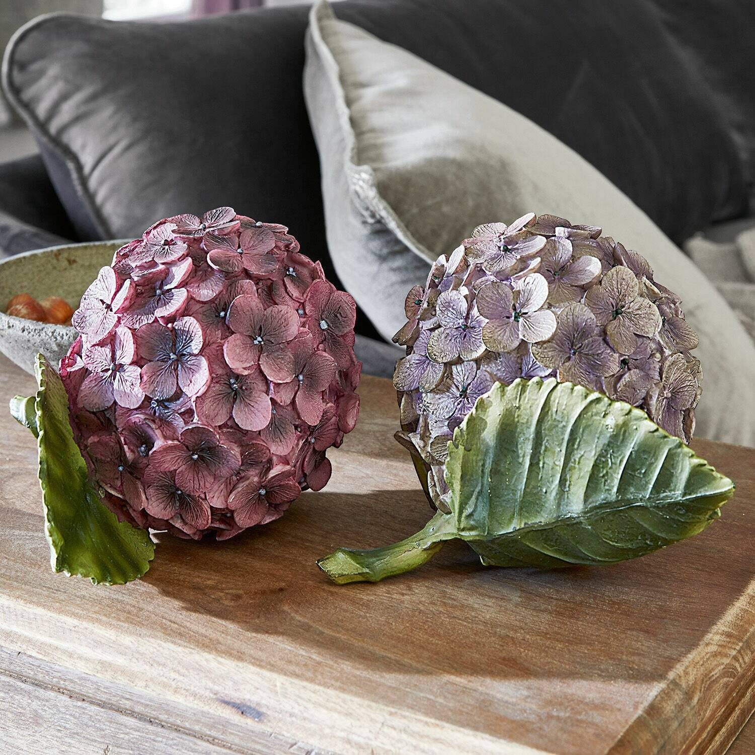 Kunstblume Dekoblume 2er Set Hortensie lila/pink, günstig online kaufen