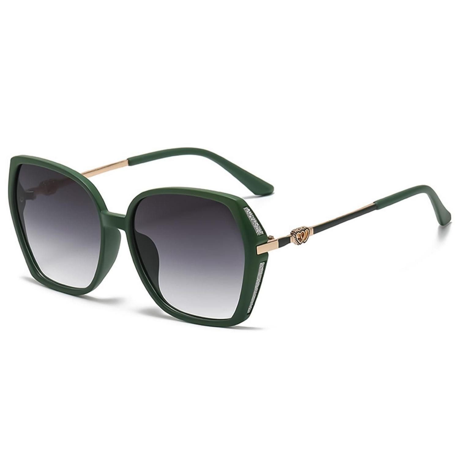 LuxusKollektion Retrosonnenbrille Sonnenbrille Damen groß Schmetterlingsrahmen eckig Grün 54 Millimeter