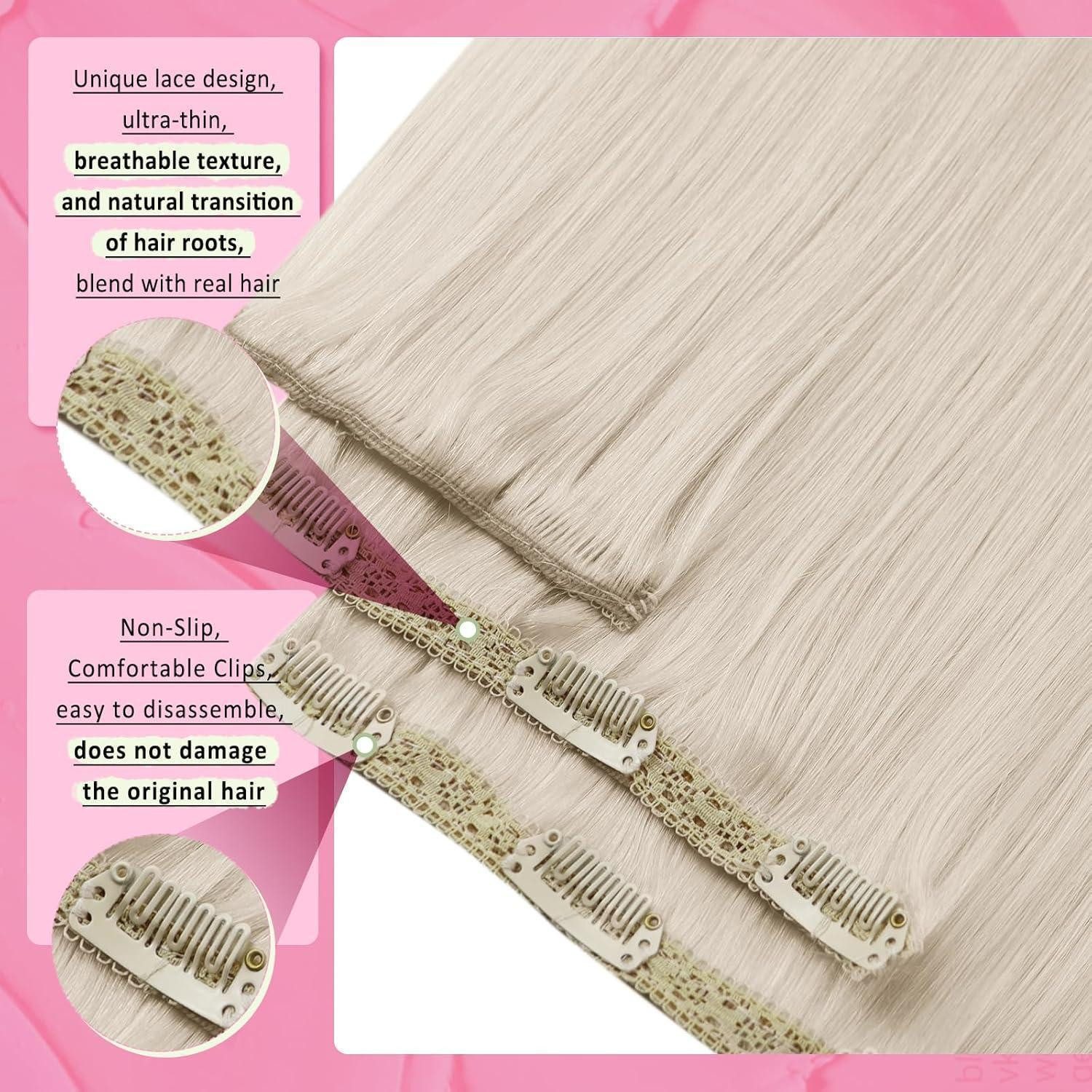 LuxusKollektion Echthaar-Extension Extensions Clip in Echthaar Remy Blond 45 cm 1-Clip-3-#60A 45 cm-120g