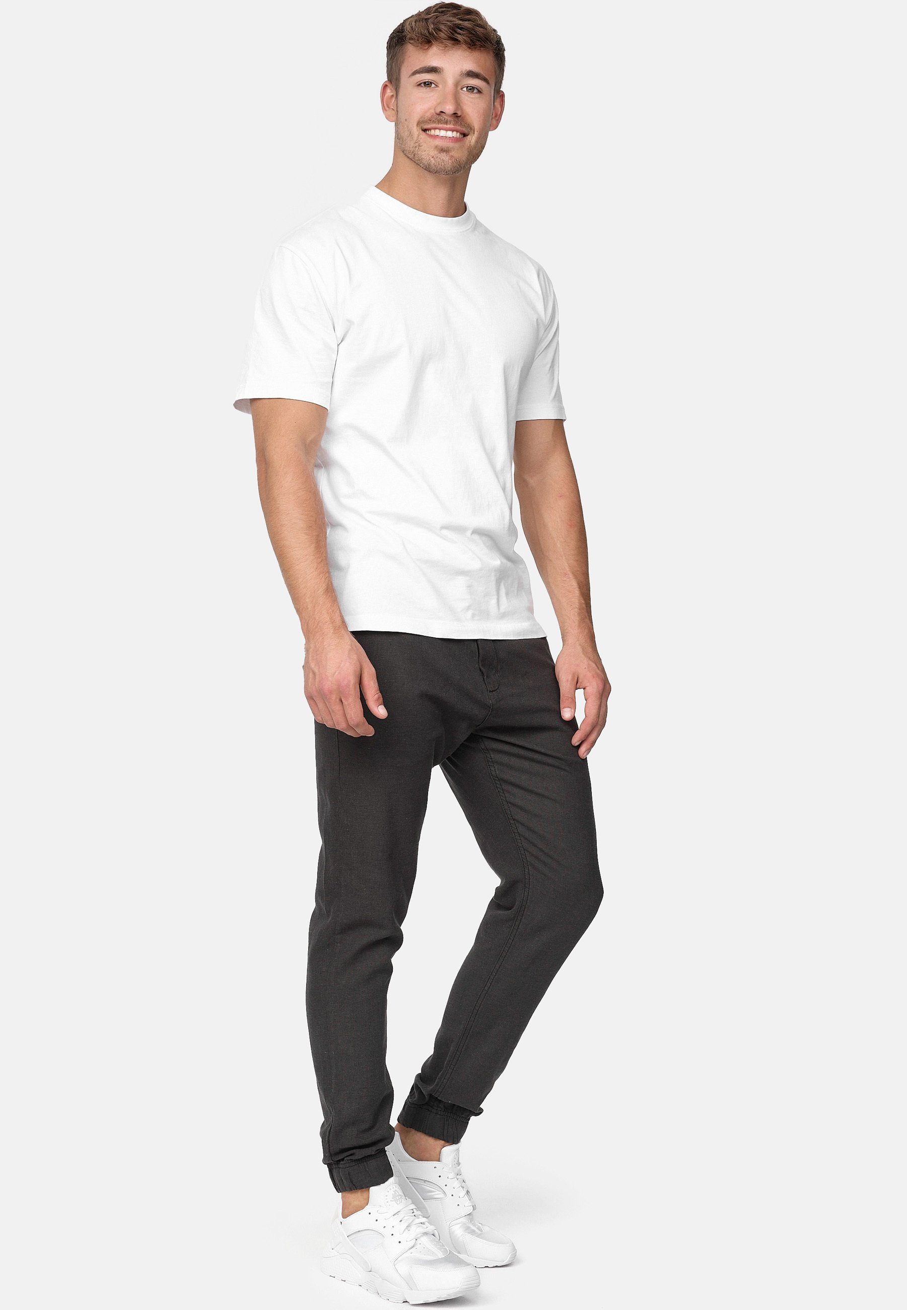 Indicode Leinenhose Herren Blnda Sommerhose Leinen Herrenhose samt dekorativem Gürtel aus Kordeln
