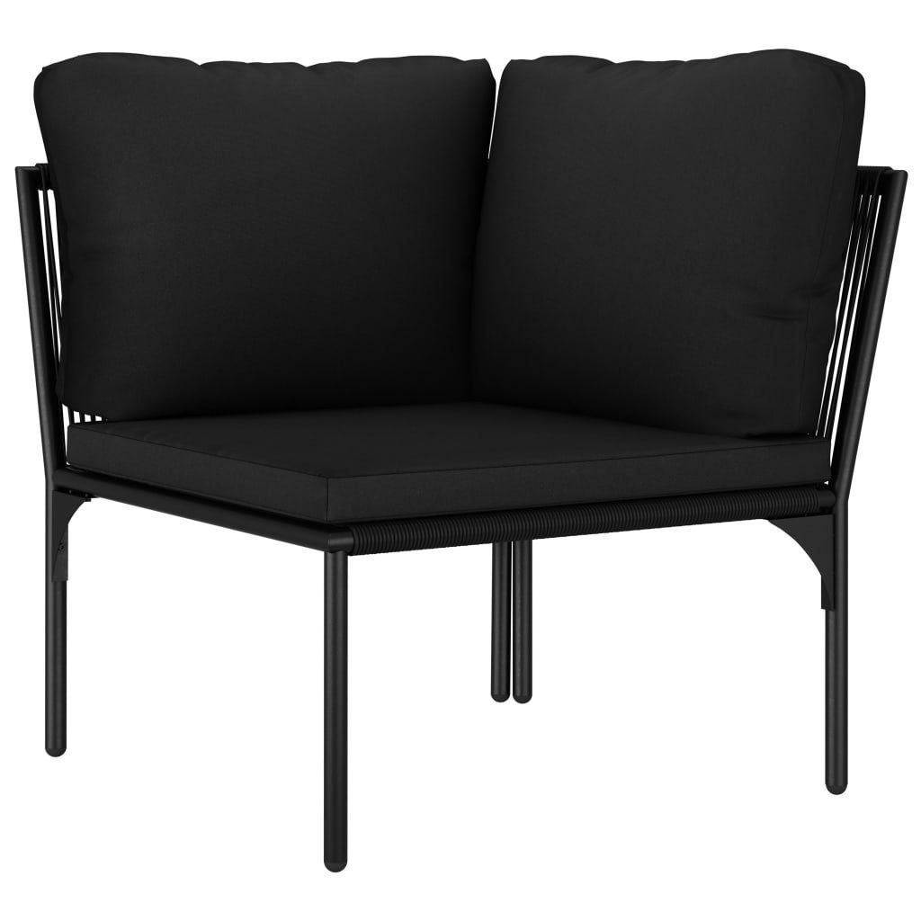 vidaXL Schwarz Garten Garten-Essgruppe Set PVC Lounge mit 6-tlg Auflagen Loungemöbel