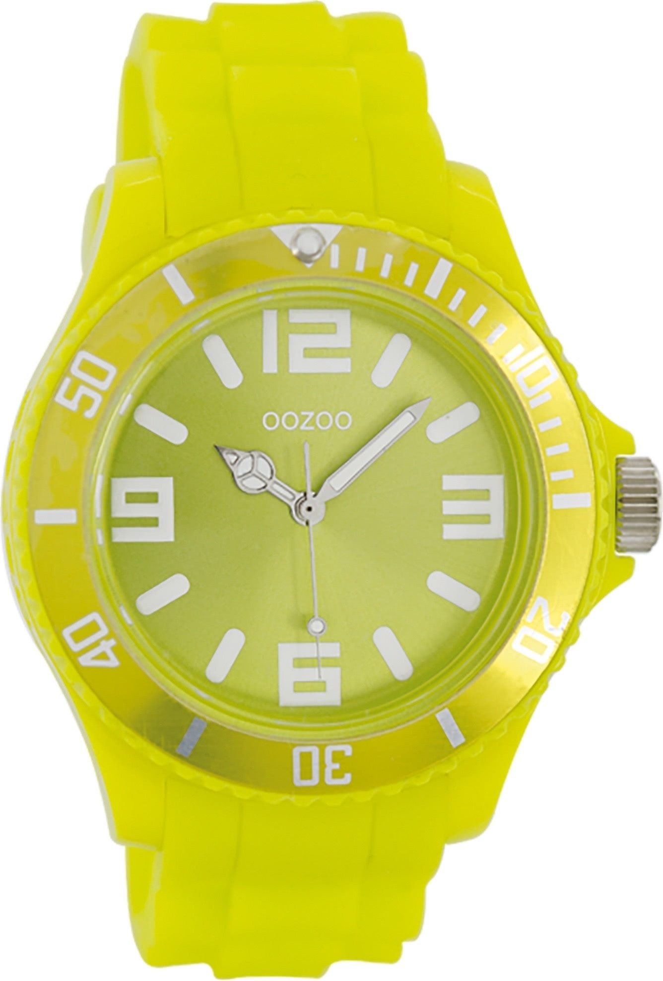 OOZOO Quarzuhr Oozoo Unisex Armbanduhr Vintage Series, (Analoguhr), Damen, Herrenuhr rund, groß (ca. 43mm) Silikonarmband gelb