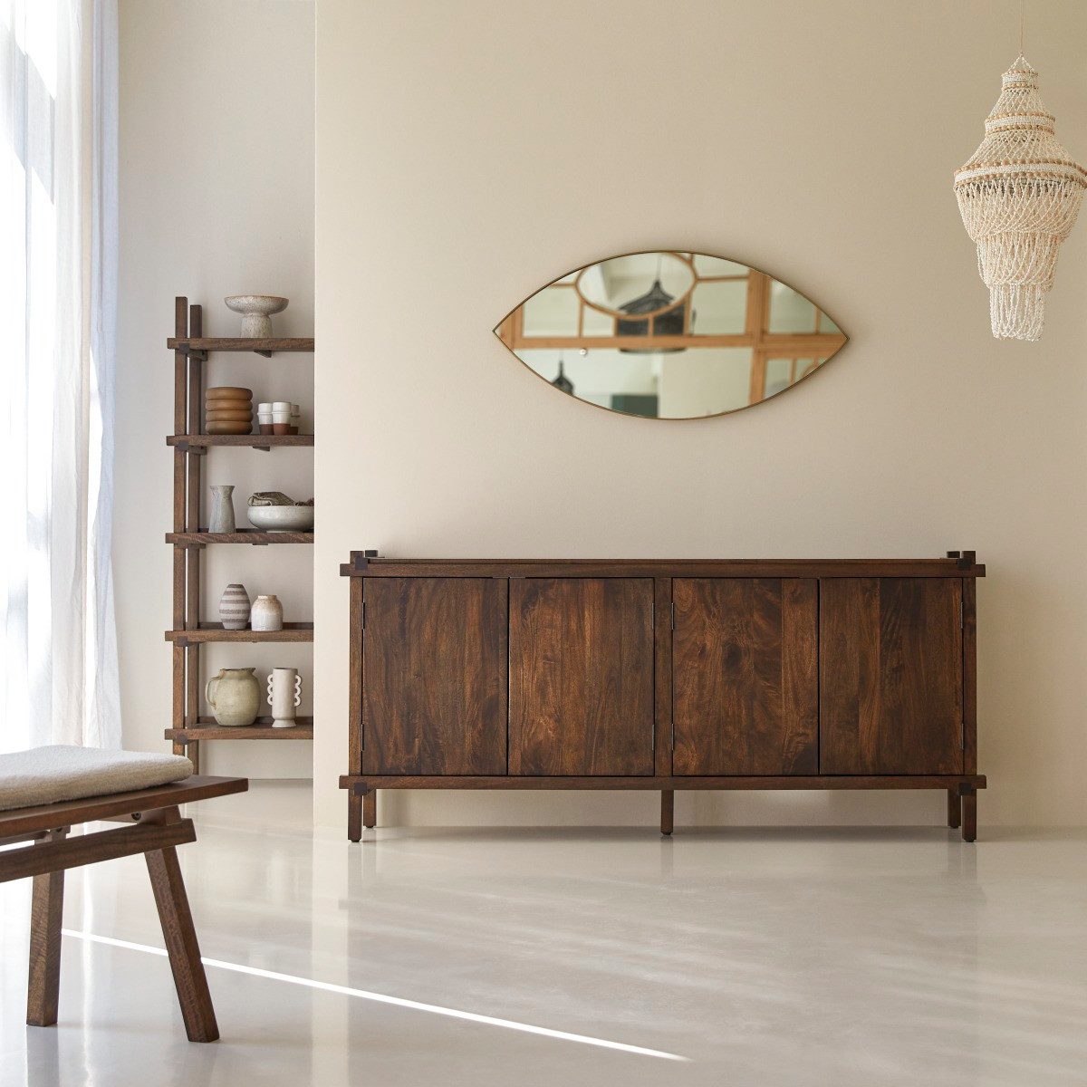 Tikamoon Sideboard Sideboard Arko aus Mangoholz 190 cm