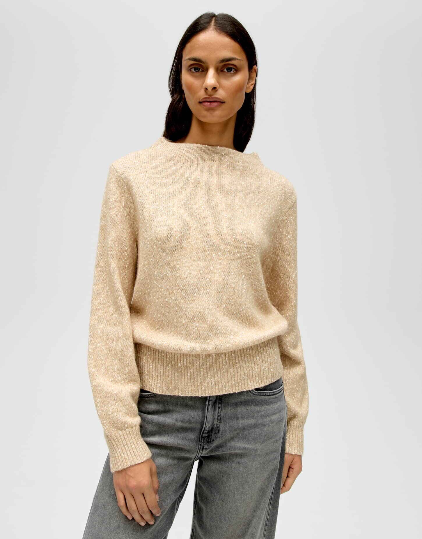 OPUS Strickpullover PANEP aus zweifarbigen Effektgarn normale Passform, natürlicher Griff, Mélange-Effekt