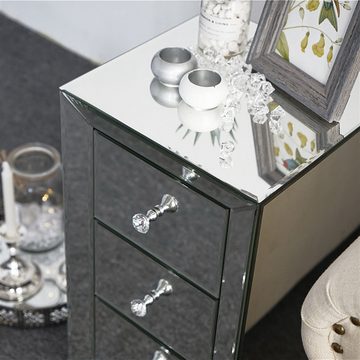 Coonoor Nachttisch Verspiegelter Nachttisch mit drei Schubladen Silber (1-St), 30 x 30 x 60 cm