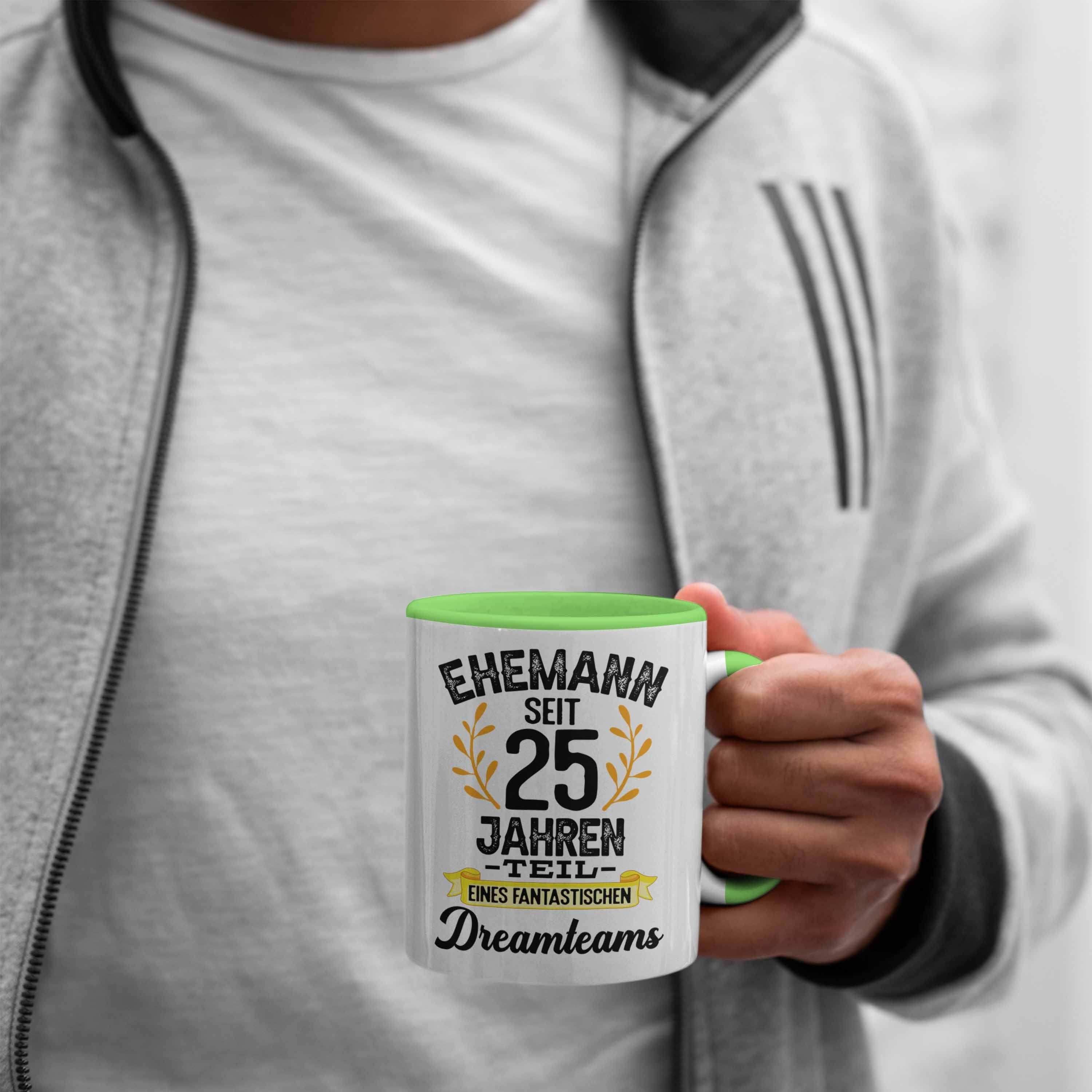 25 Ehemann Trendation Tasse - Geschenke Jubiläum Jahrestag Silberhochzeit Hochzeit Grün Jahre Tasse Hochzeitstag Trendation Silberne Geschenk