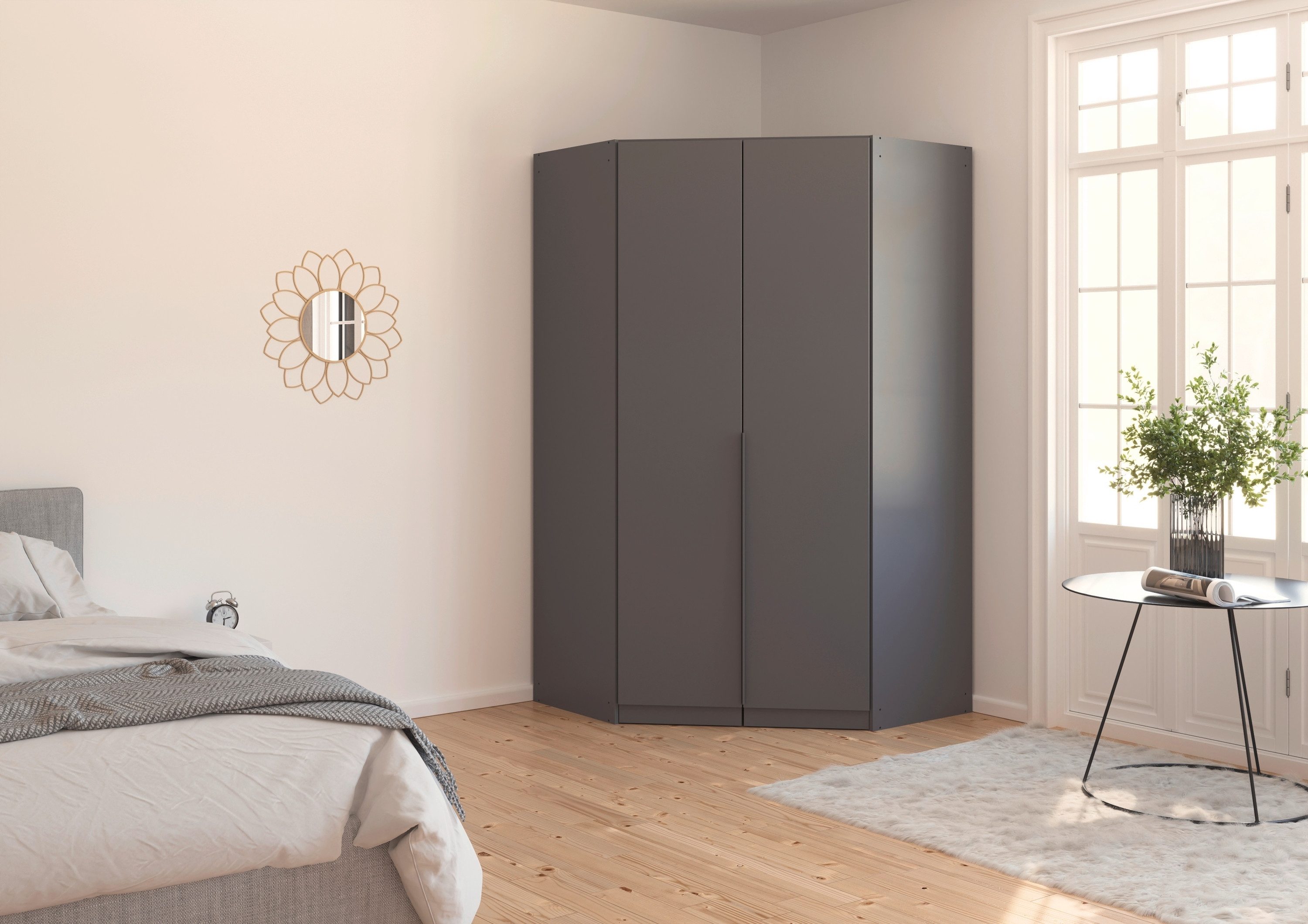 OTTO home Eckkleiderschrank Kleiderschrank Schrank Ankleidezimmer Schlafzimmer Garderobe AGORDO (in zwei Griff-Farben, Breite/Tiefe 117x117 cm, Höhen 210/229 cm – Bild 2 von 5