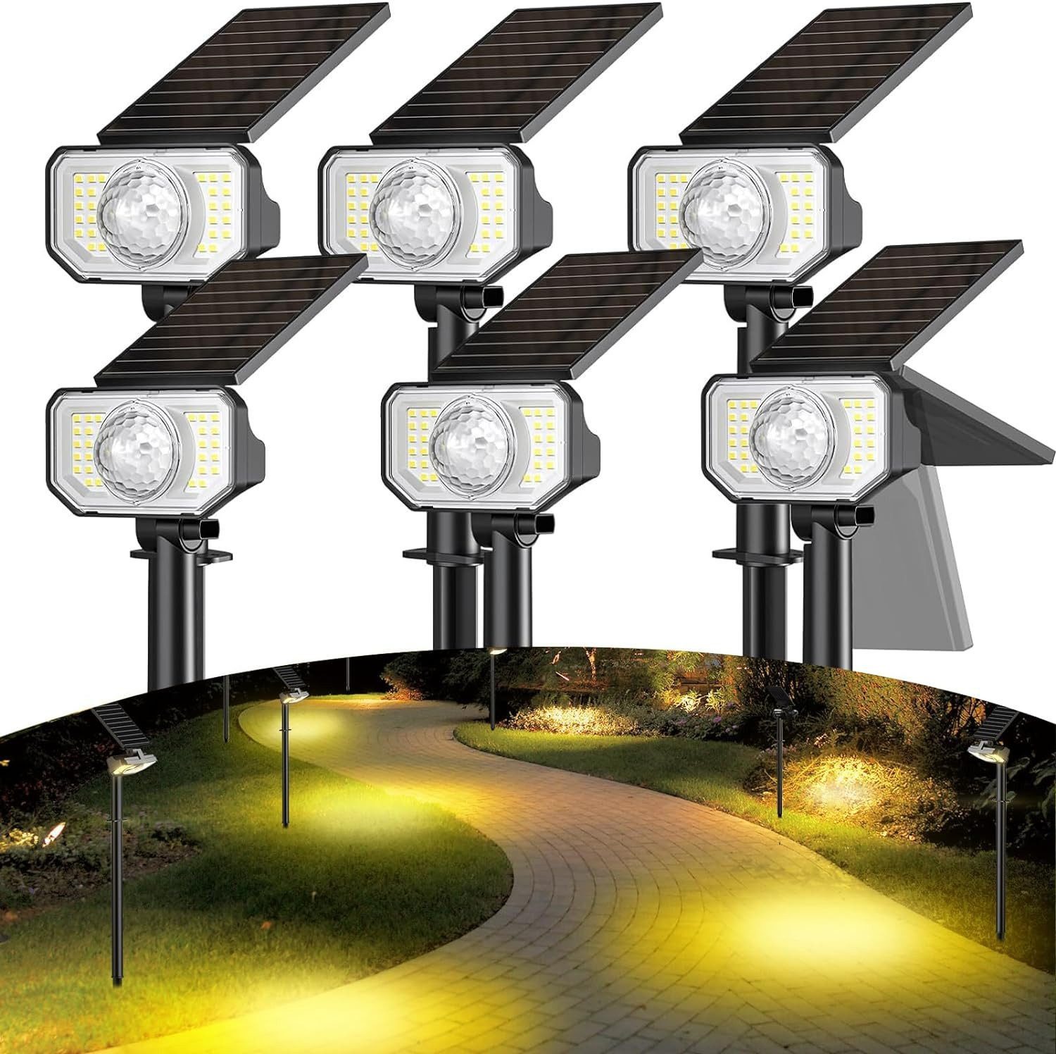 Quntis Gartenleuchte 6/12 Stück Solarleuchte mit Erdspieß, Gartenlampe für Garten, Terasse, LED fest integriert, Warmweiß, mit Gartenstrahler für Weihnachten Deko