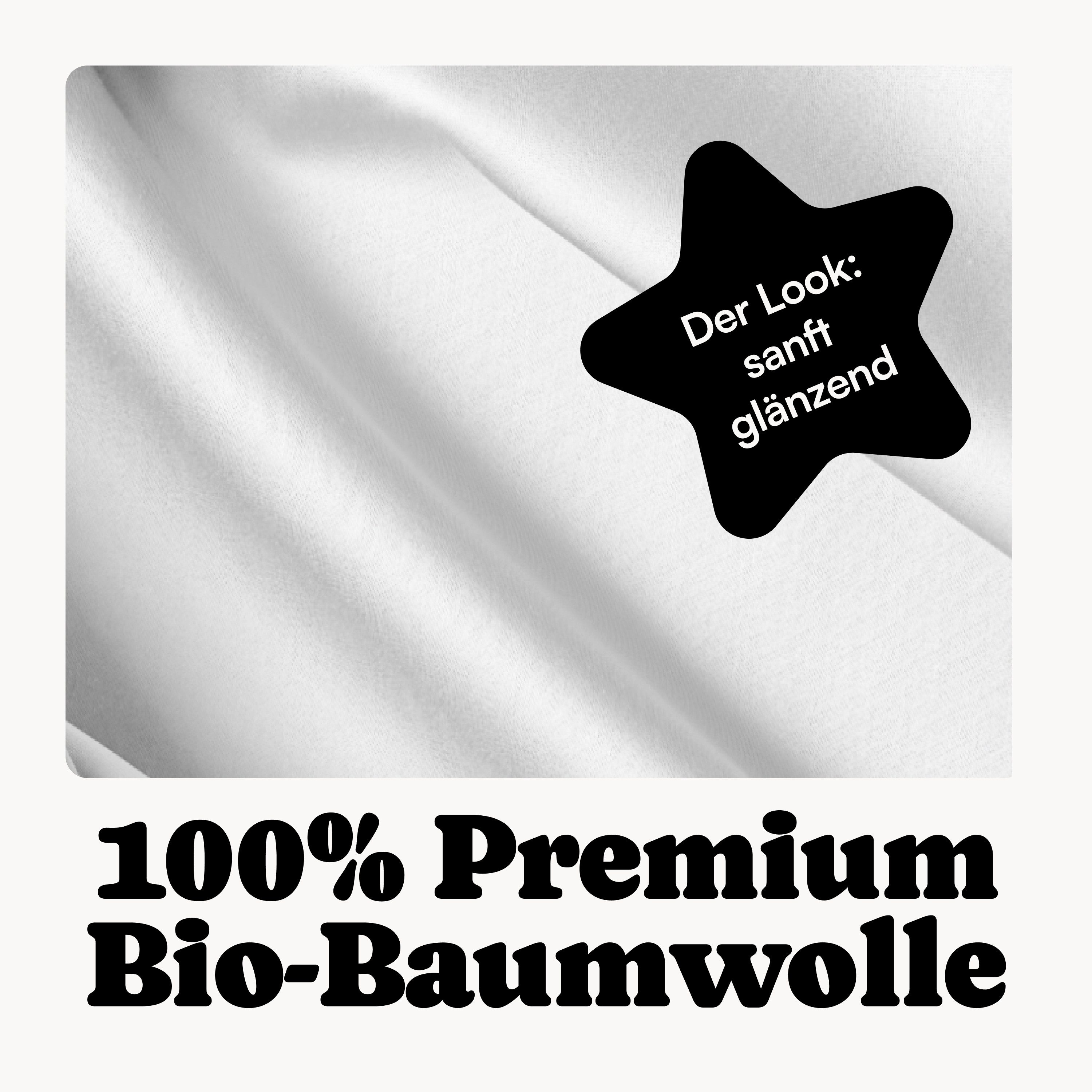 Seralino Spannbettlaken Mako Satin Spannbetttuch (100% Bio Baumwolle), 100% Bio-Baumwolle, Gummizug: rundum, Etiketten zeigen Seiten – schnelles, unkompliziertes Beziehen garantiert., Fairtrade/ GOTS zertifizierte uni Bettlaken, weich