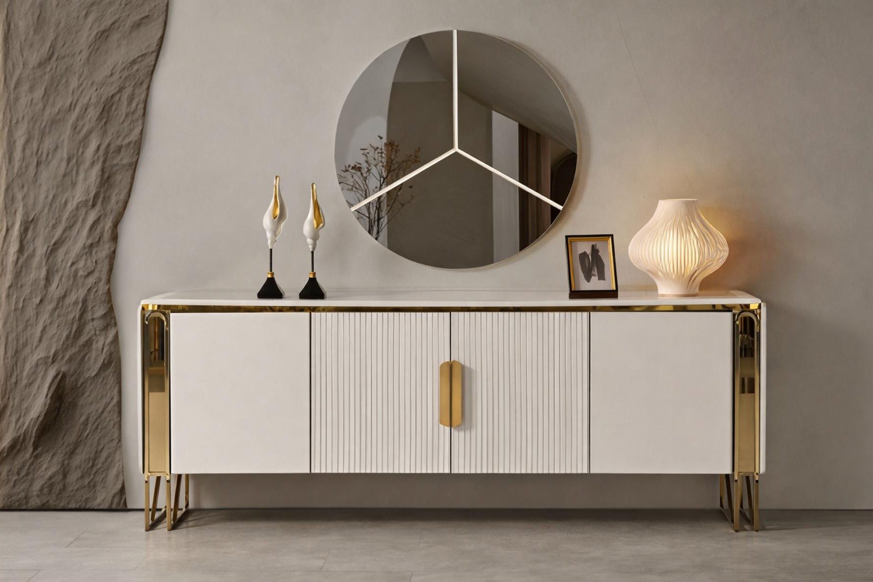 Xlmoebel Wandspiegel Eleganter runder Wandspiegel mit stilvollem segmentierten Design, Made in Europa