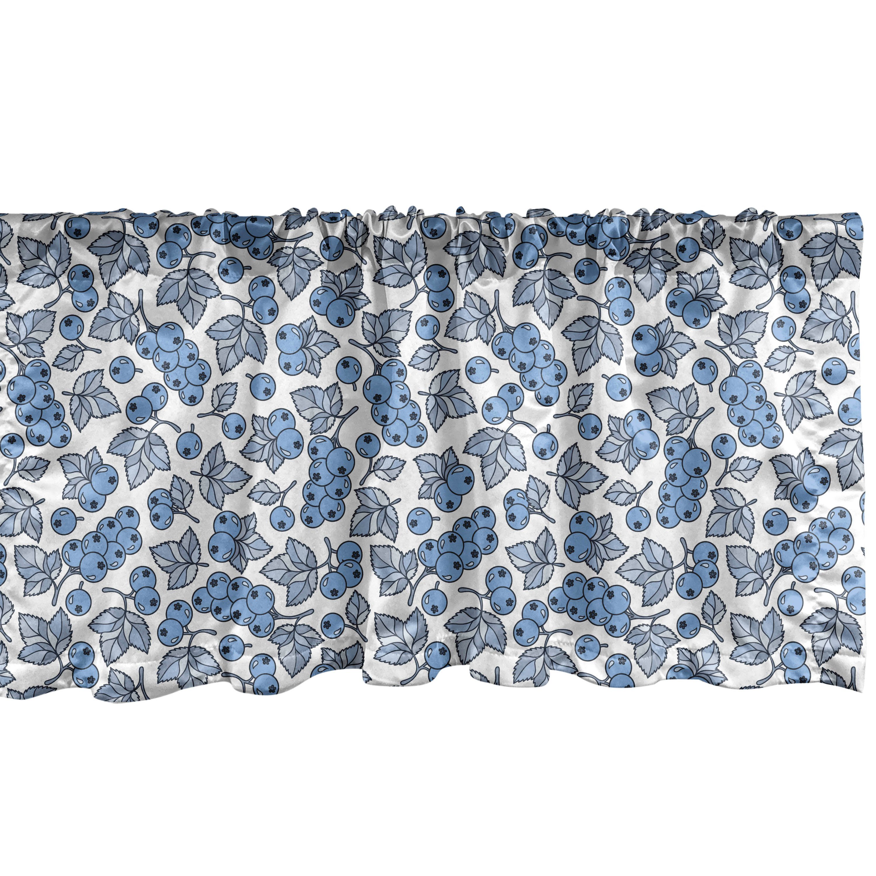 Scheibengardine Vorhang Volant für Küche Schlafzimmer Dekor mit Stangentasche, Abakuhaus, Microfaser, Botanisch Blueberry Zweige Blätter-