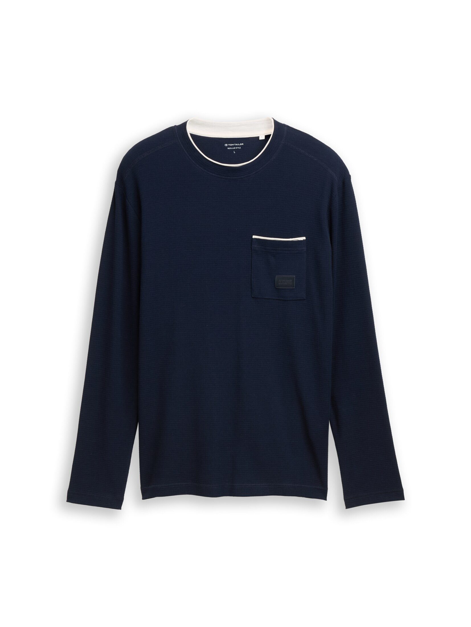 TOM TAILOR Langarmshirt T-Shirt 2-in-1 Langarmshirt aus Baumwolle