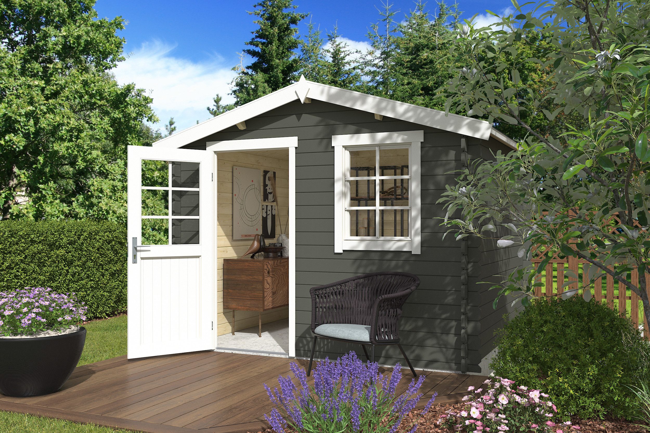 Nordic Holz Gartenhaus Nina, BxT: 307,2x195 cm, mit Einzeltür und Einzelfenster