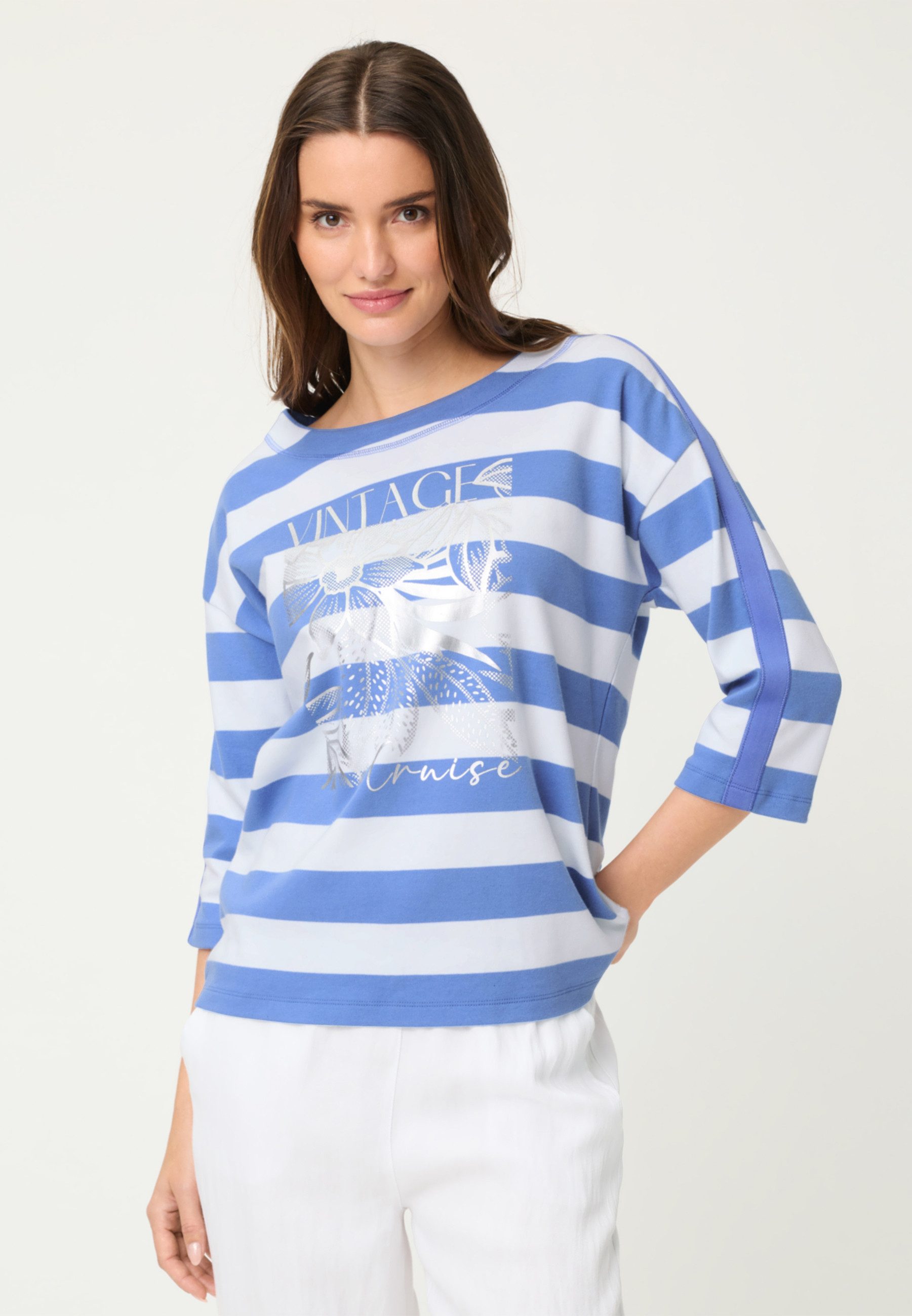Olsen Sweatshirt mit dekorativem Streifendruck