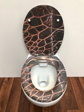 ADOB WC-Sitz Leder, mit messingverchromten Scharnieren