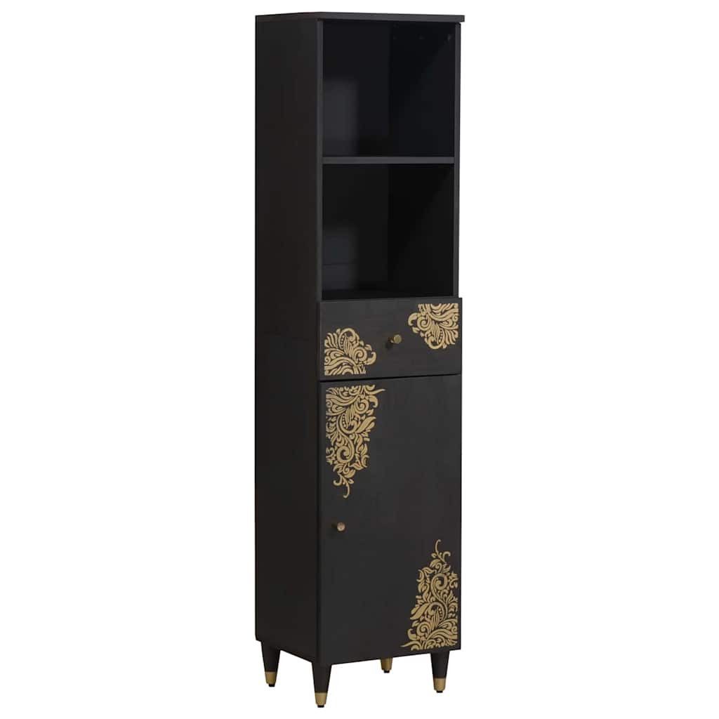 vidaXL Sideboard Badezimmerschrank Schwarz 38 x 33 x 160 cm Massivholz (1 St)