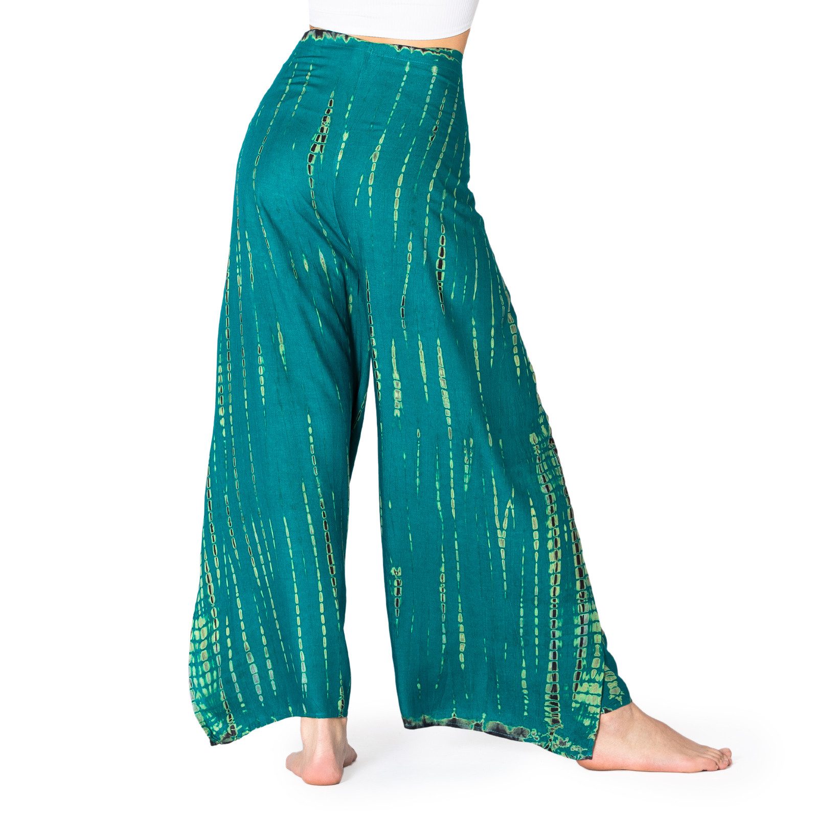 PANASIAM Palazzohose Sunshine Hosenrock im Tie-Dye Design luftige Wickelhose Palazzohose aus natürlicher Viskose Culotte mit weitem Bein für Urlaub Strand Büro