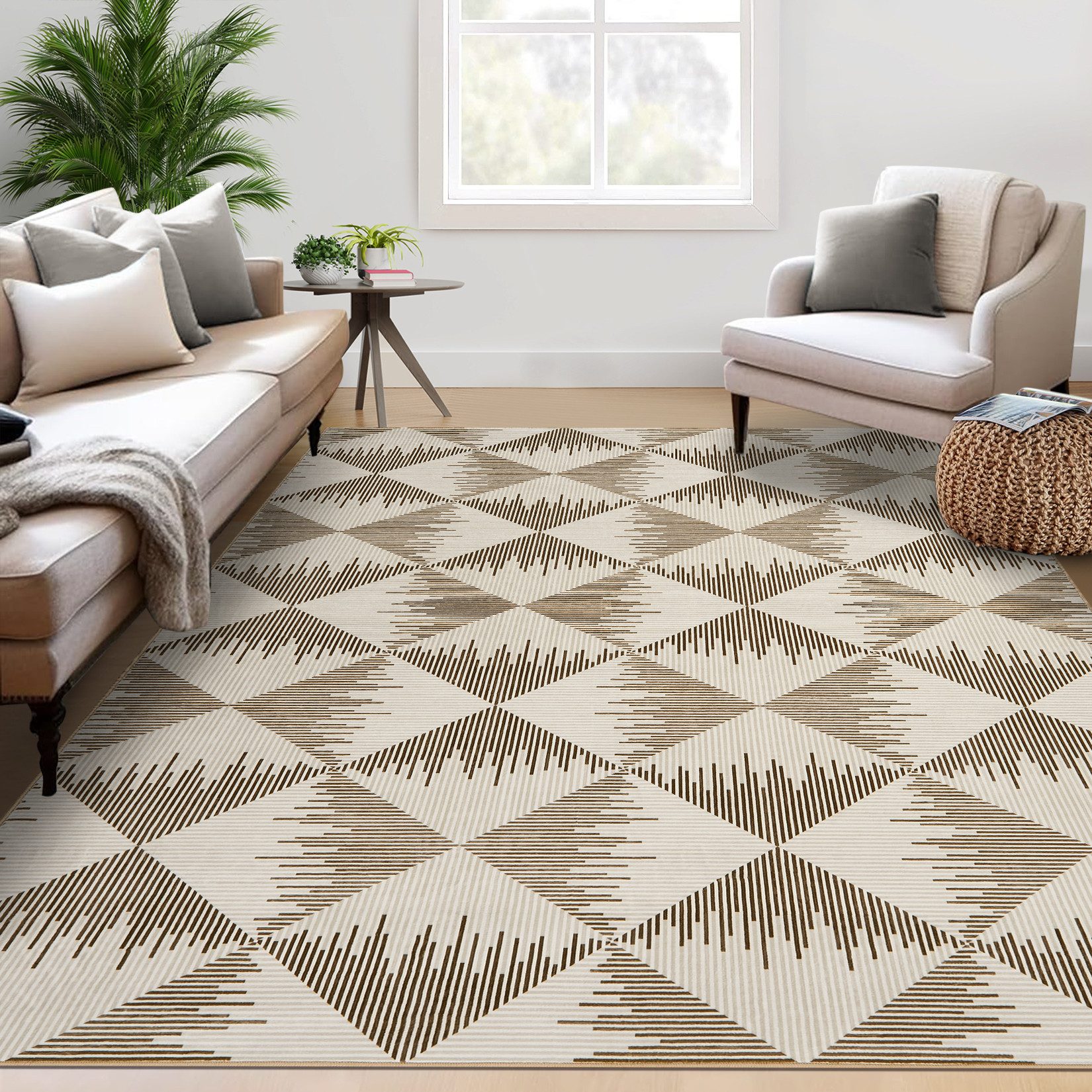 GarveeMore Teppich Modern Teppich für Wohnzimmer Schlafzimmer Antirutsch Waschbare Weich