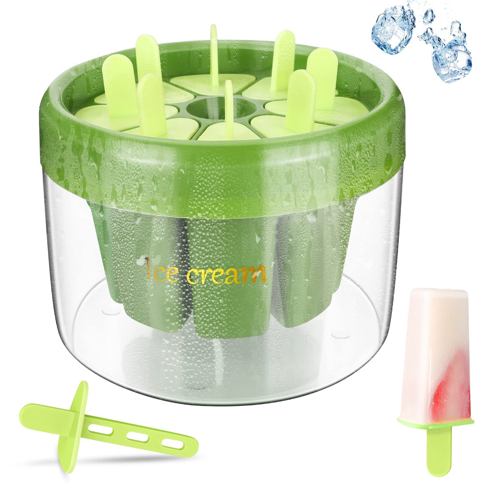 Refined Living Eisform Silikon Eisformen Set mit 8 Formen & Stielen, BPA-frei, mit Deckel, (Popsicle Form für Eis am Stiel, Eis am Stiel Form, Eisformen Silikon, Eis am Stiel selber machen, Einfaches Herauslösen, Lebensmittelechtes Material, kreative DIY-Desserts 1-tlg), für Fruchtsäfte,Joghurt,Smoothies,Pudding,Fruchtpüree,DIY Eisformen