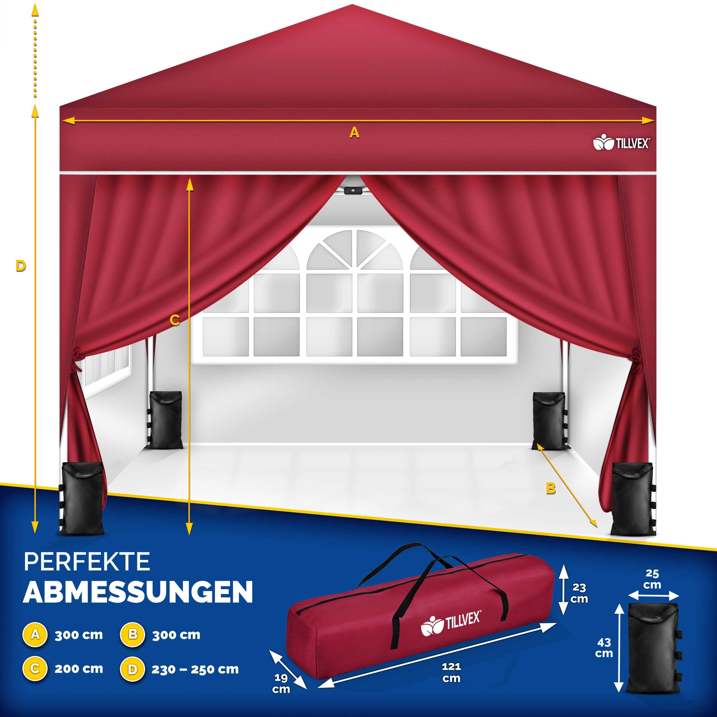 tillvex Pavillon tillvex® Pavillon 3x3m Wasserdicht Gartenzelt Faltpavillon günstig online kaufen