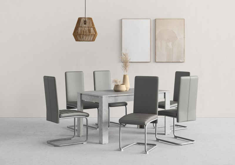 Homexperts Essgruppe Nitro, (Set, 7-tlg), Tisch - Breite 140 cm + 6 Stühle