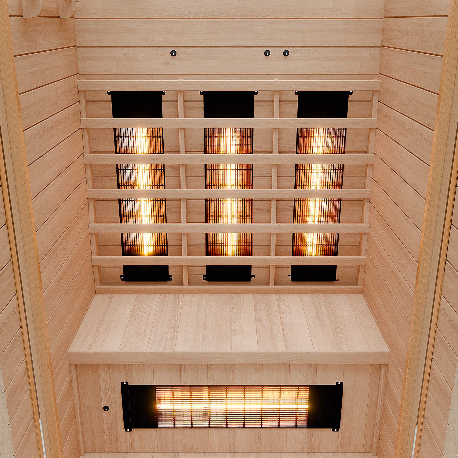 Dewello Eckdusche HYDER Wärmekabine, bis zu 2 Personen, 6 Vollspektrumstrahler, Sauna aus Hemlock-Tannenholz, leichter Aufbau dank Stecksystem – Bild 5 von 5