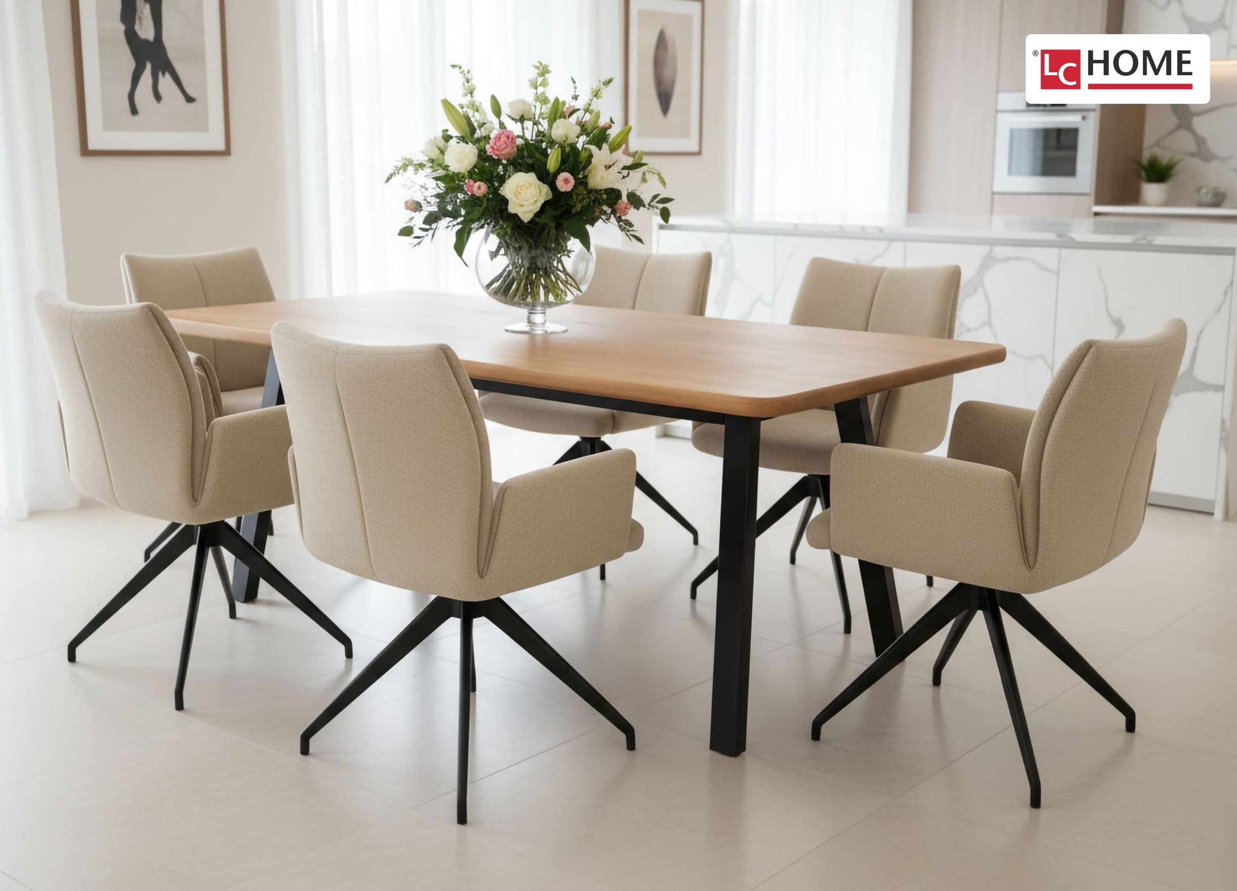 LC Home Essgruppe LC Home Essgruppe Monti Esstisch Wildeiche + Esszimmerstü günstig online kaufen