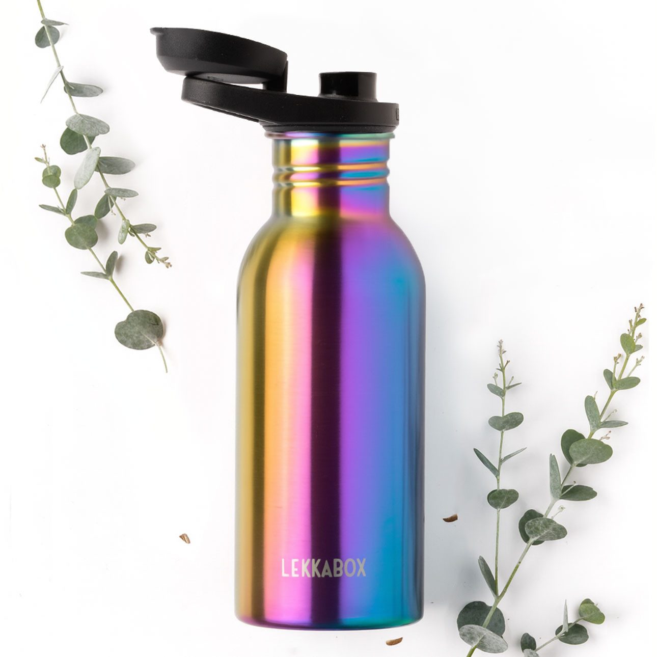 LEKKABOX Trinkflasche Edelstahl Trinkflasche, Rainbow 500ml - Kinder Sport Edelstahlflasche, Leicht wie Alu, aber aus Edelstahl – perfekt für Schule & Sport