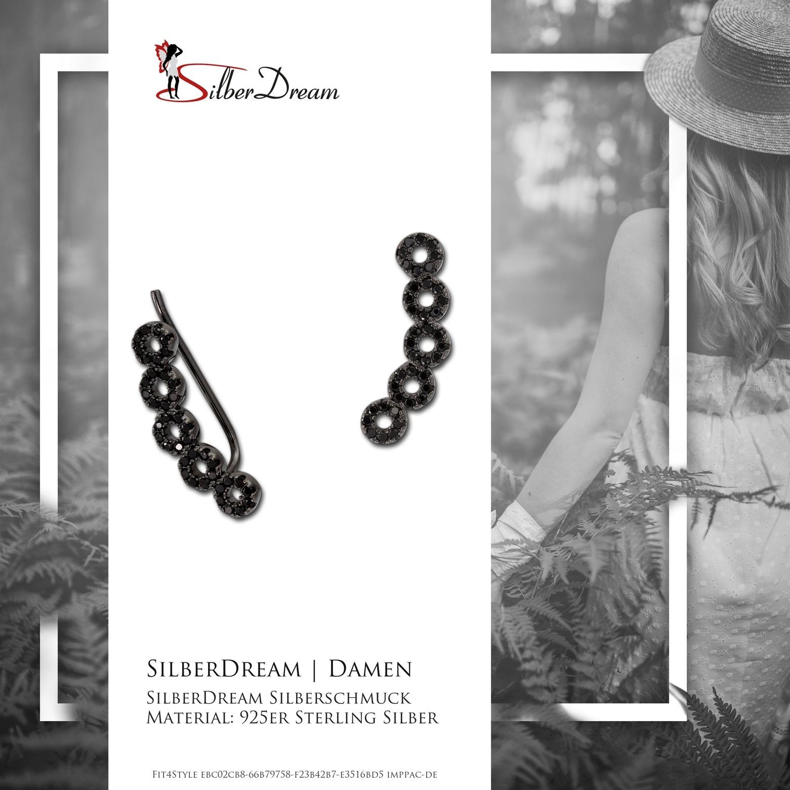 SilberDream Paar Ohrklemmen SilberDream geschwärzt Ear Cuff Kreise (Ohrklemme), Damen Ohrklemme Ear Cuff Kreise 925 Sterling Silber, schwarz