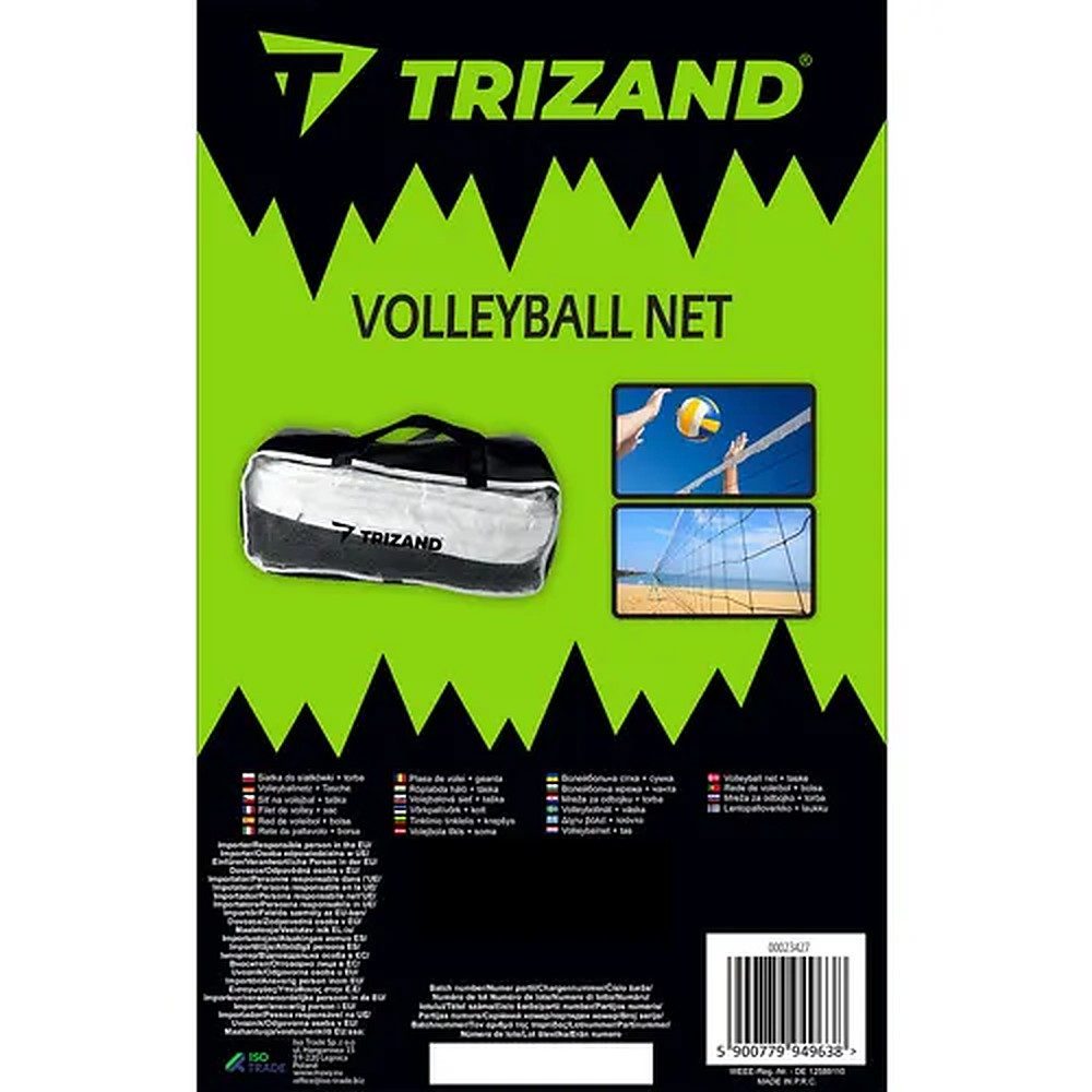 Trizand Volleyballnetz Beachvolleyballnetz Badmintonnetz Sportnetz (Spar-Set, 1-St., 950 x 100 cm wetterfest), 9,5 m breit, wetterfest, Metalldraht, Tasche