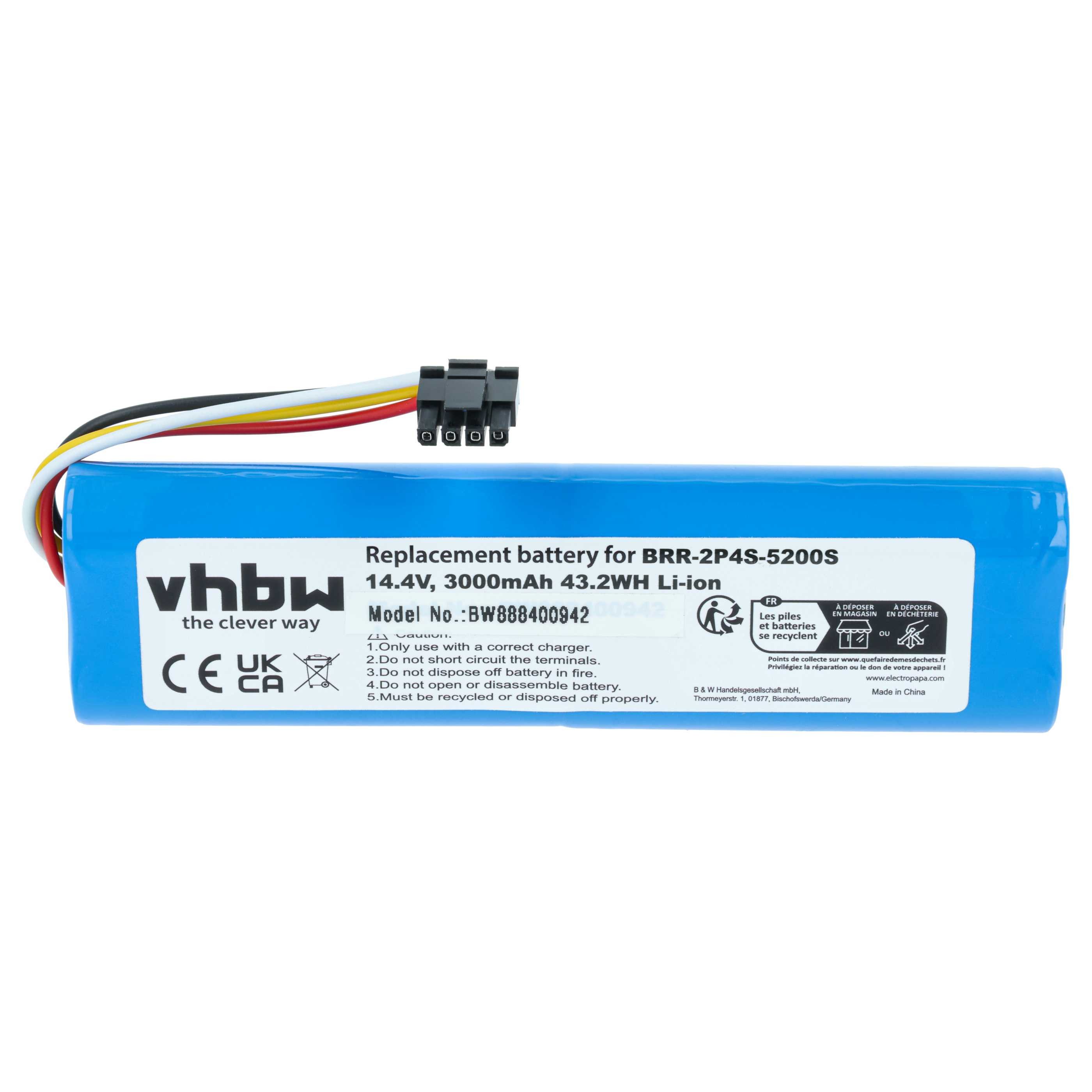 vhbw Akku passend für Dreame D9, D10 Plus, D10s, D10, Bot L10 Ultra, L10 Staubsauger-Akku Akku Li-Ion 3000 mAh (14,4 V, 1 St), Leistungsfähiger Austausch-Akku für Ihren Saugroboter